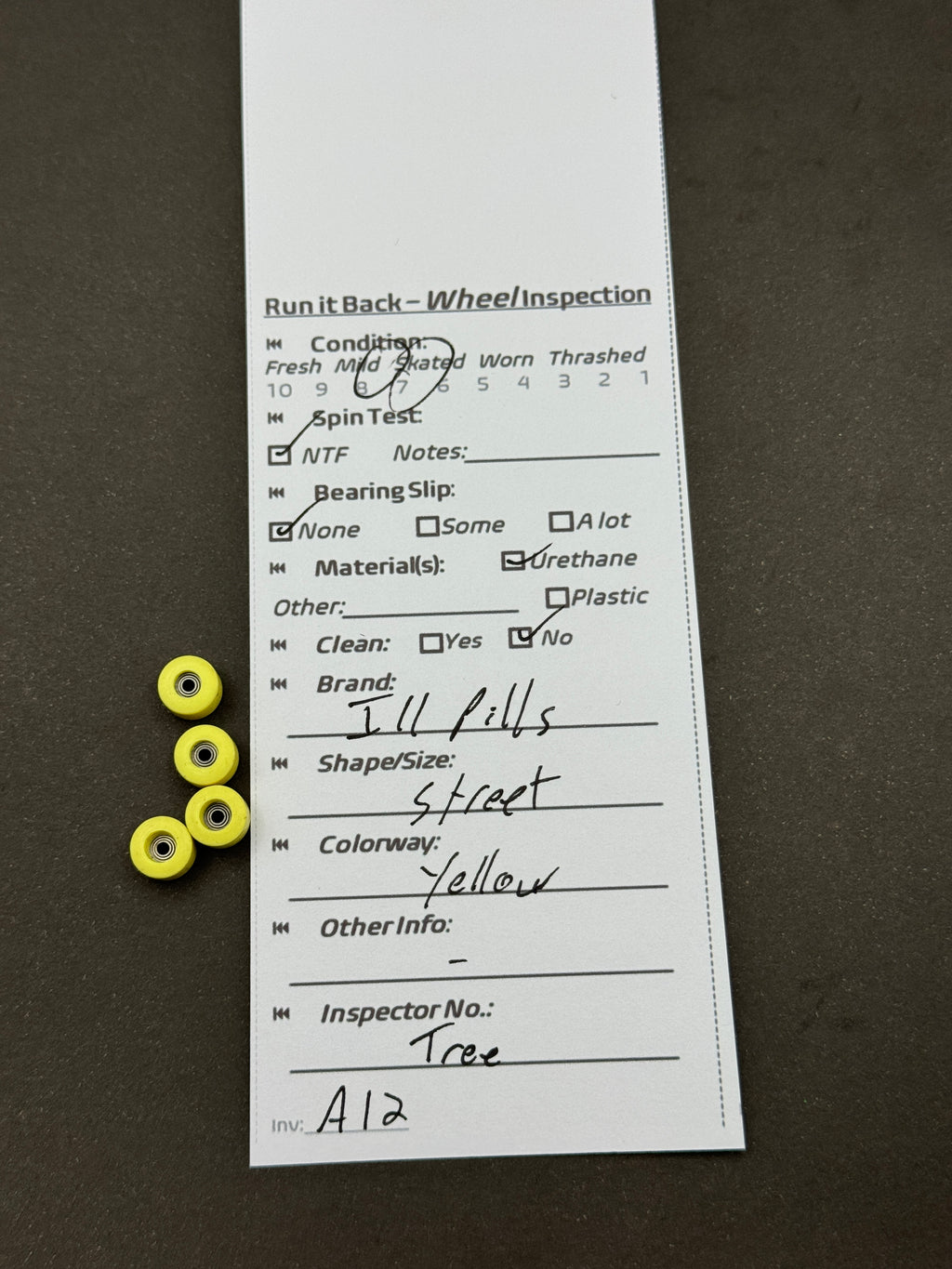 Ill Pills Street Yellow – Run it Back inspection card