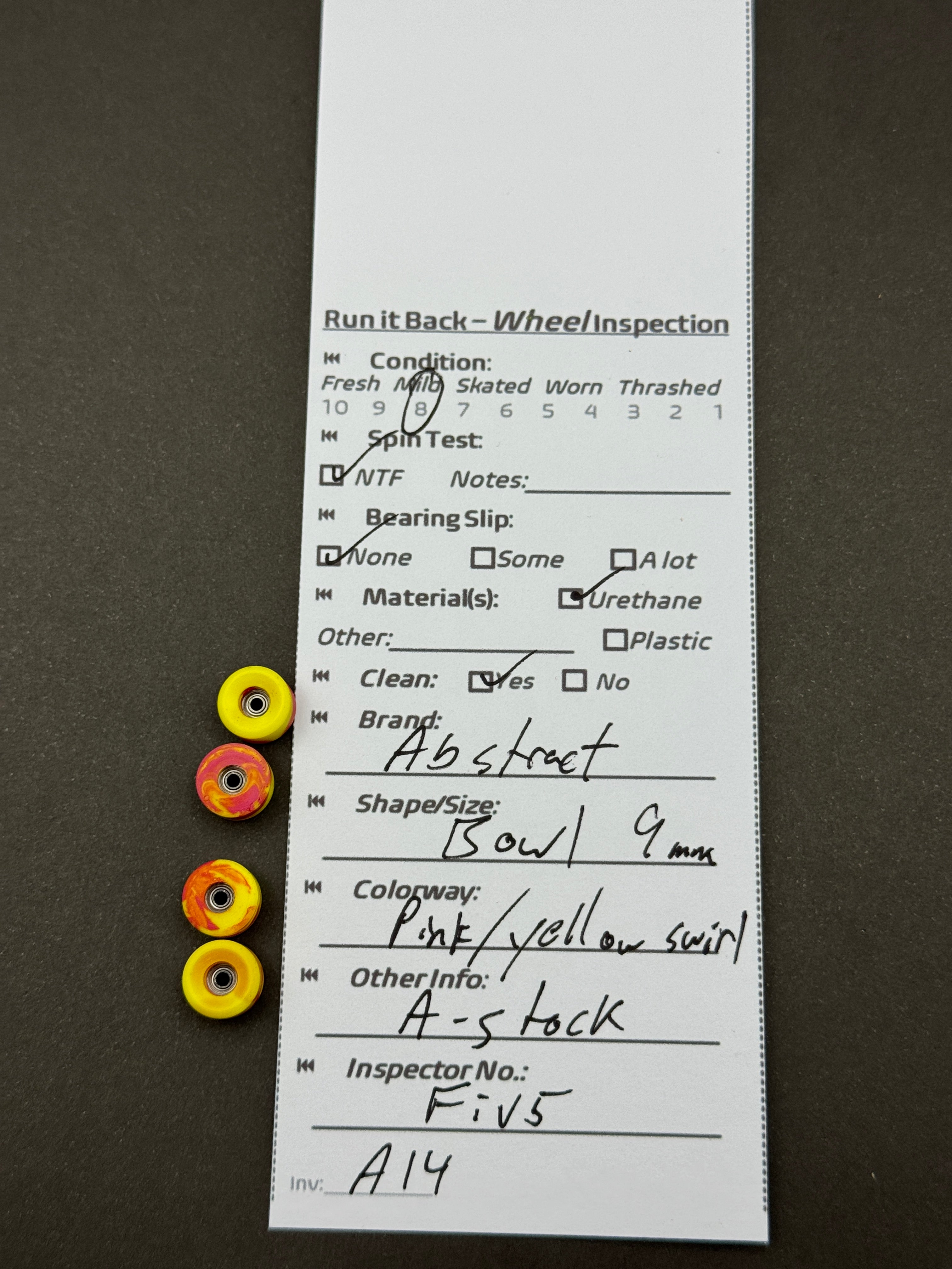 Abstract Bowl Pink/Yellow Swirl – Run it Back inspection card