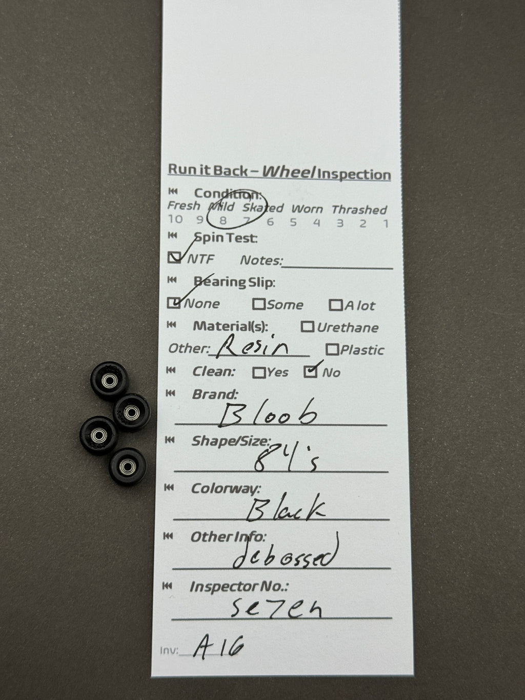 Bloob 84's Black – Run it Back inspection card