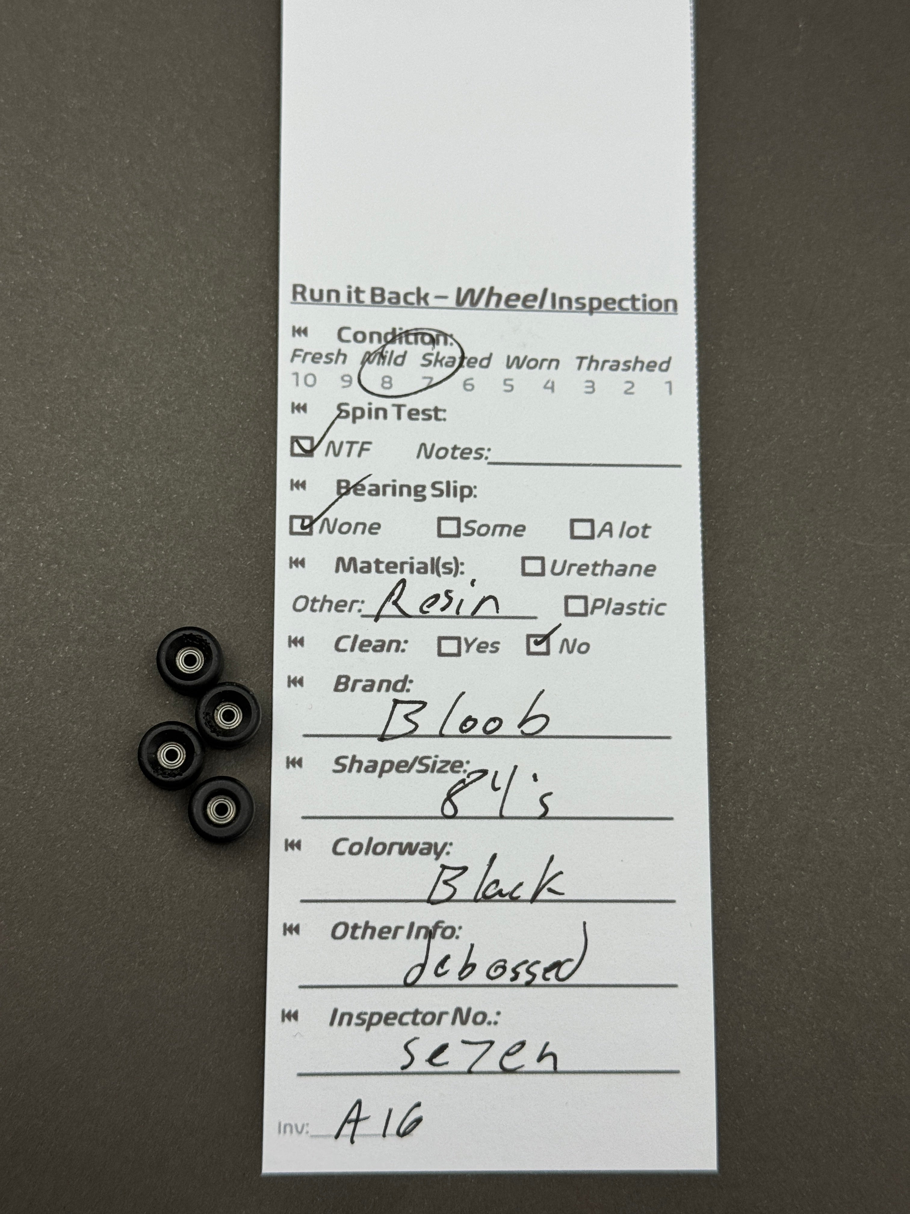 Bloob 84's Black – Run it Back inspection card