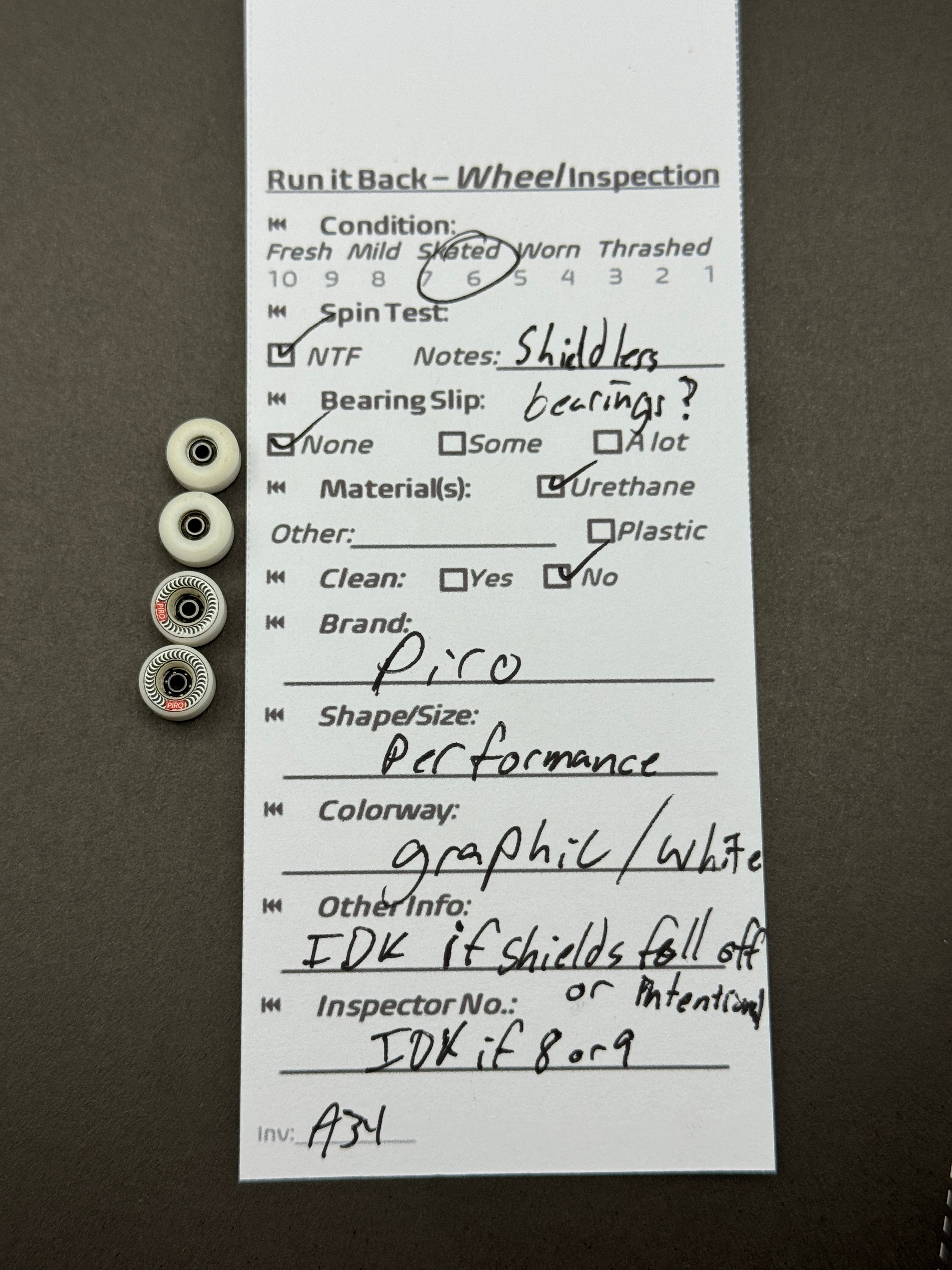 Piro Performance Graphic/White – Run it Back inspection card