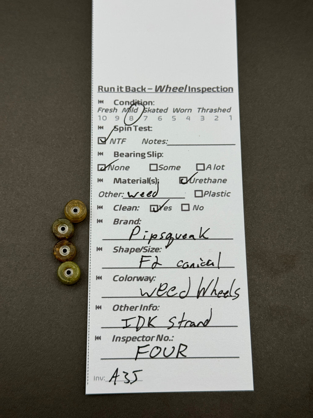 Pipsqueak F2 Conical Weed Wheels – Run it Back inspection card