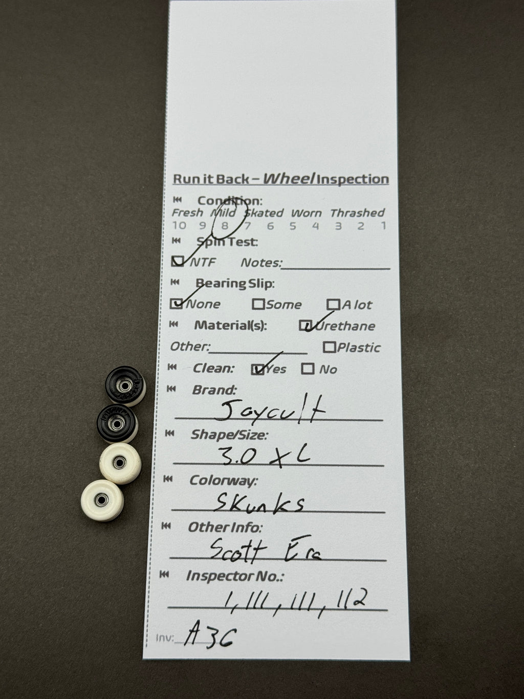 Joycult 3.0 XL Skunks – Run it Back inspection card