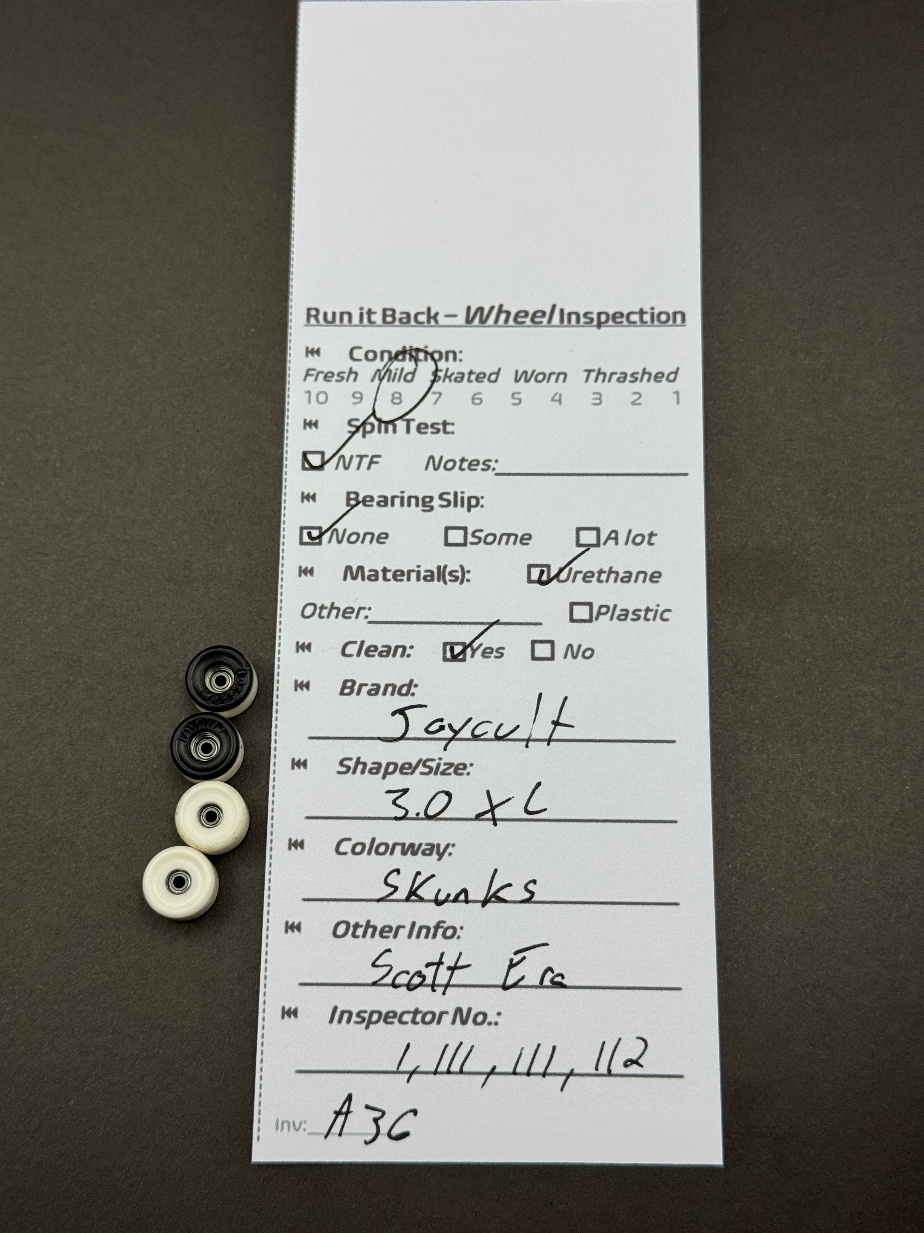Joycult 3.0 XL Skunks – Run it Back inspection card