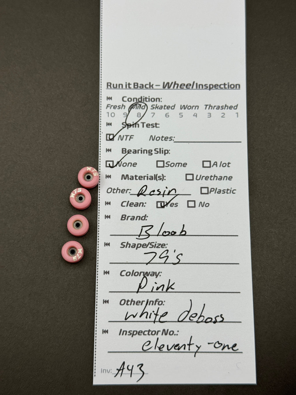 Bloob 79's Pink – Run it Back inspection card