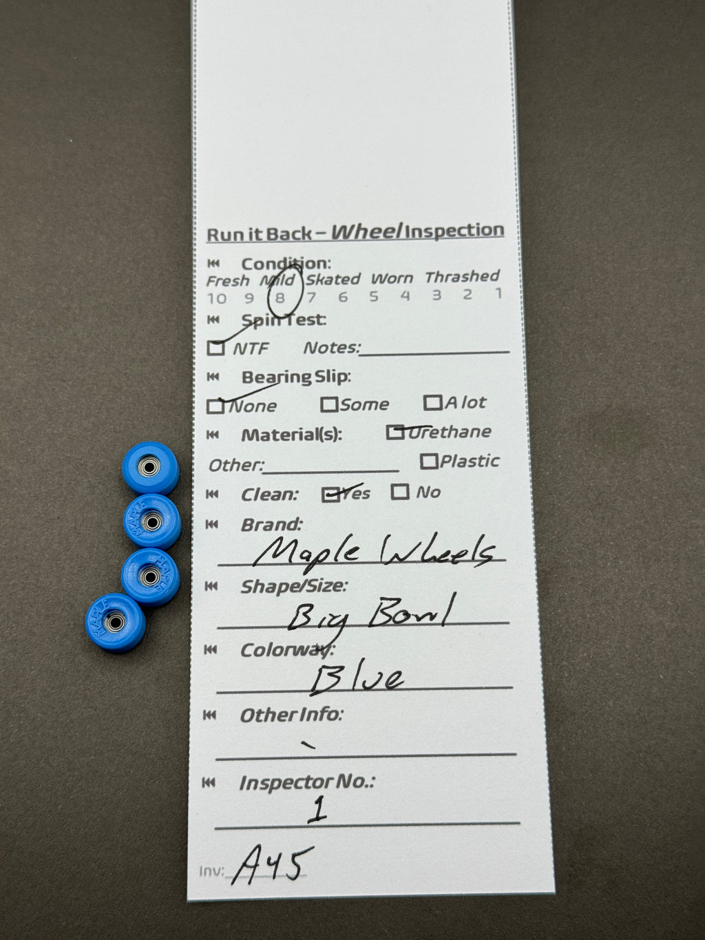 Maple Wheels Big Bowl Blue – Run it Back inspection card