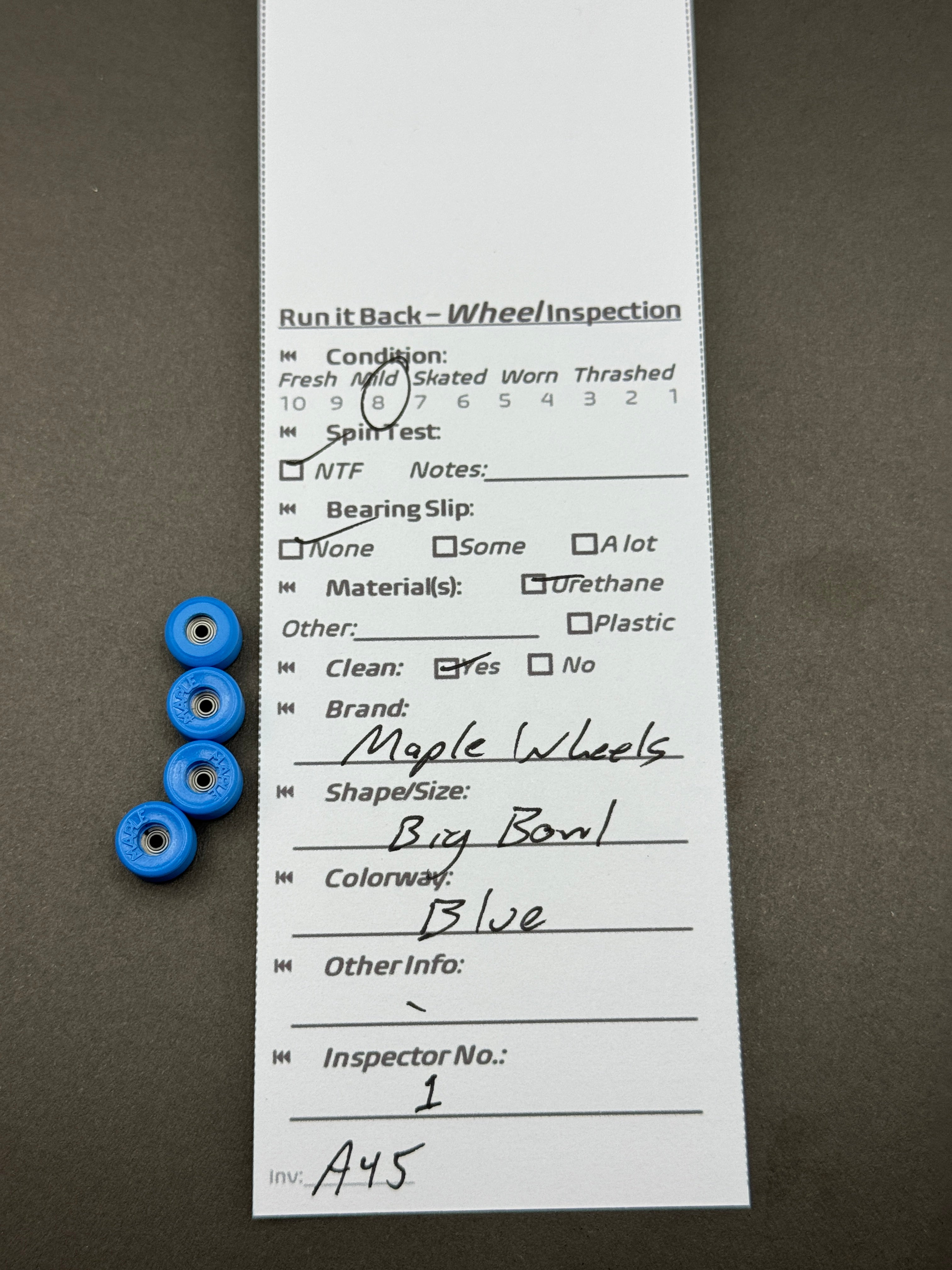 Maple Wheels Big Bowl Blue – Run it Back inspection card