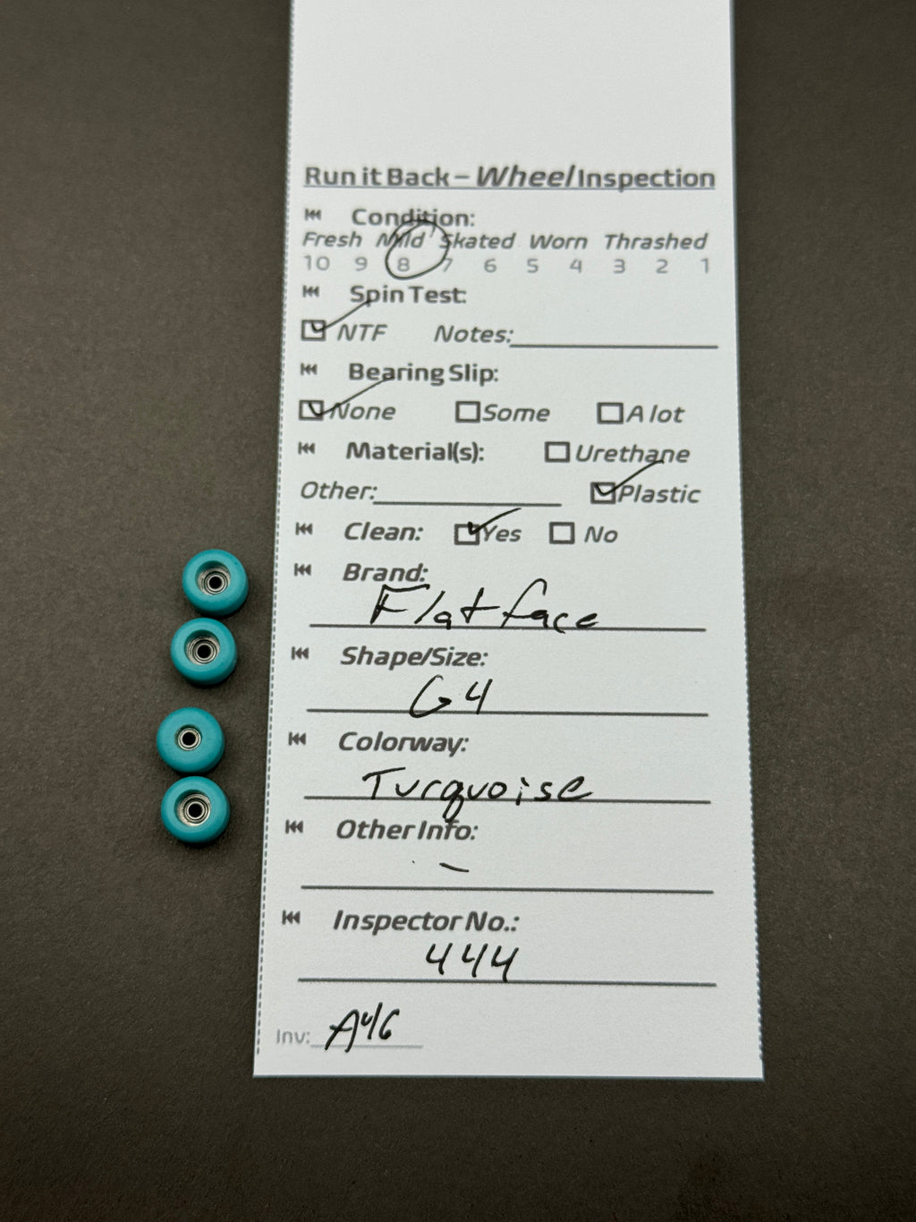 Flatface G4 Turquoise – Run it Back inspection card