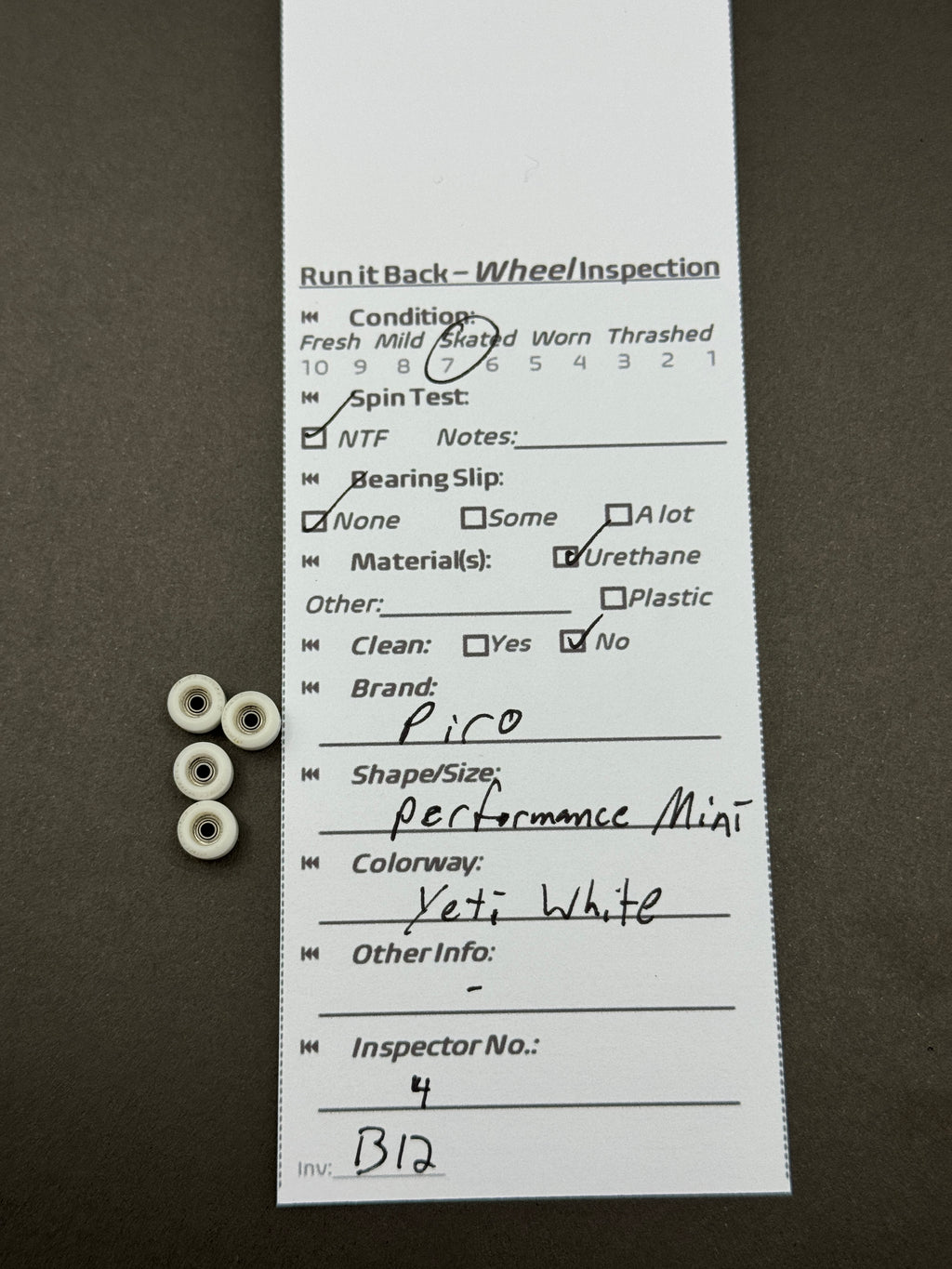 Piro Performance Mini Yeti White – Run it Back inspection card