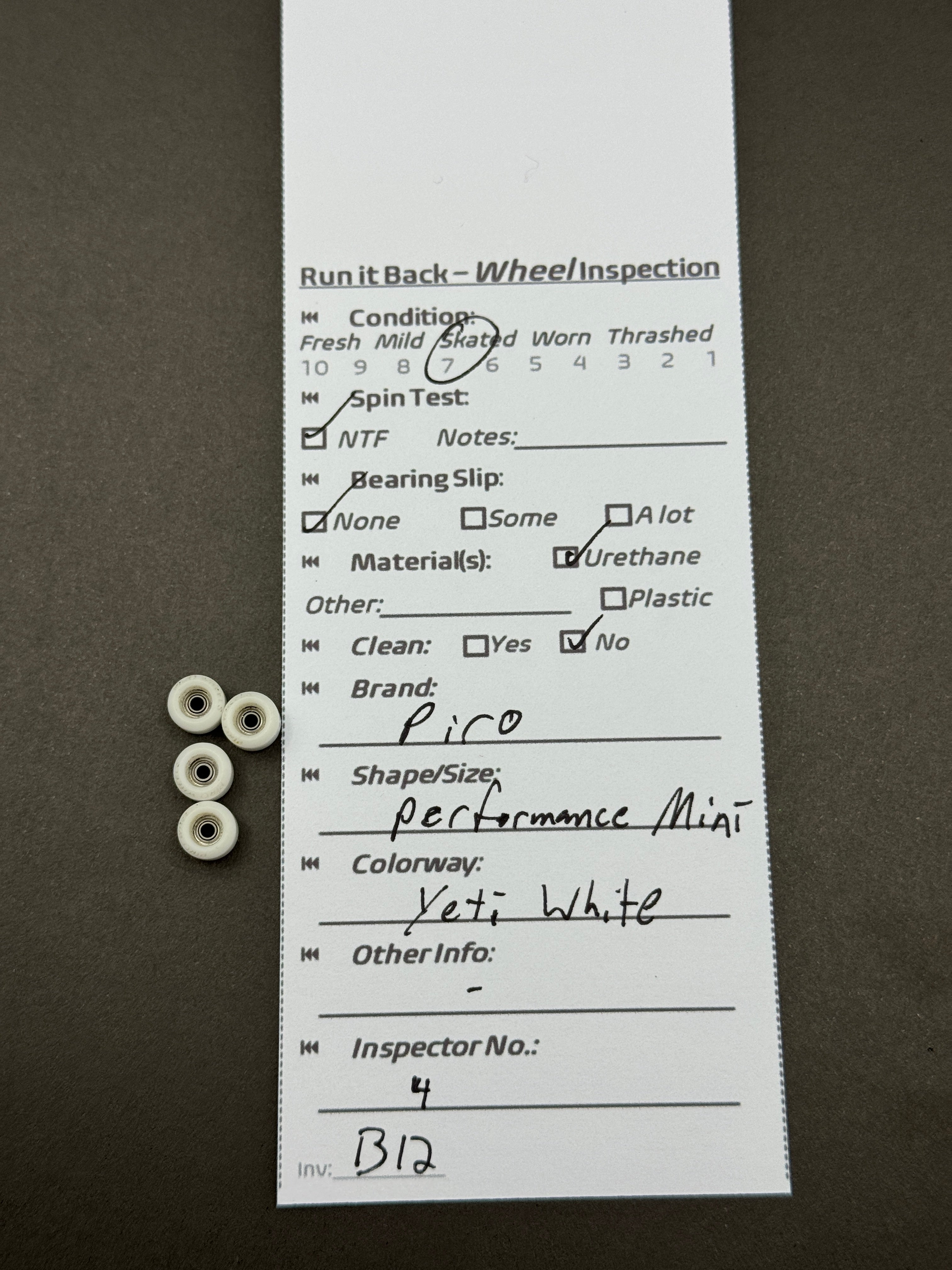 Piro Performance Mini Yeti White – Run it Back inspection card
