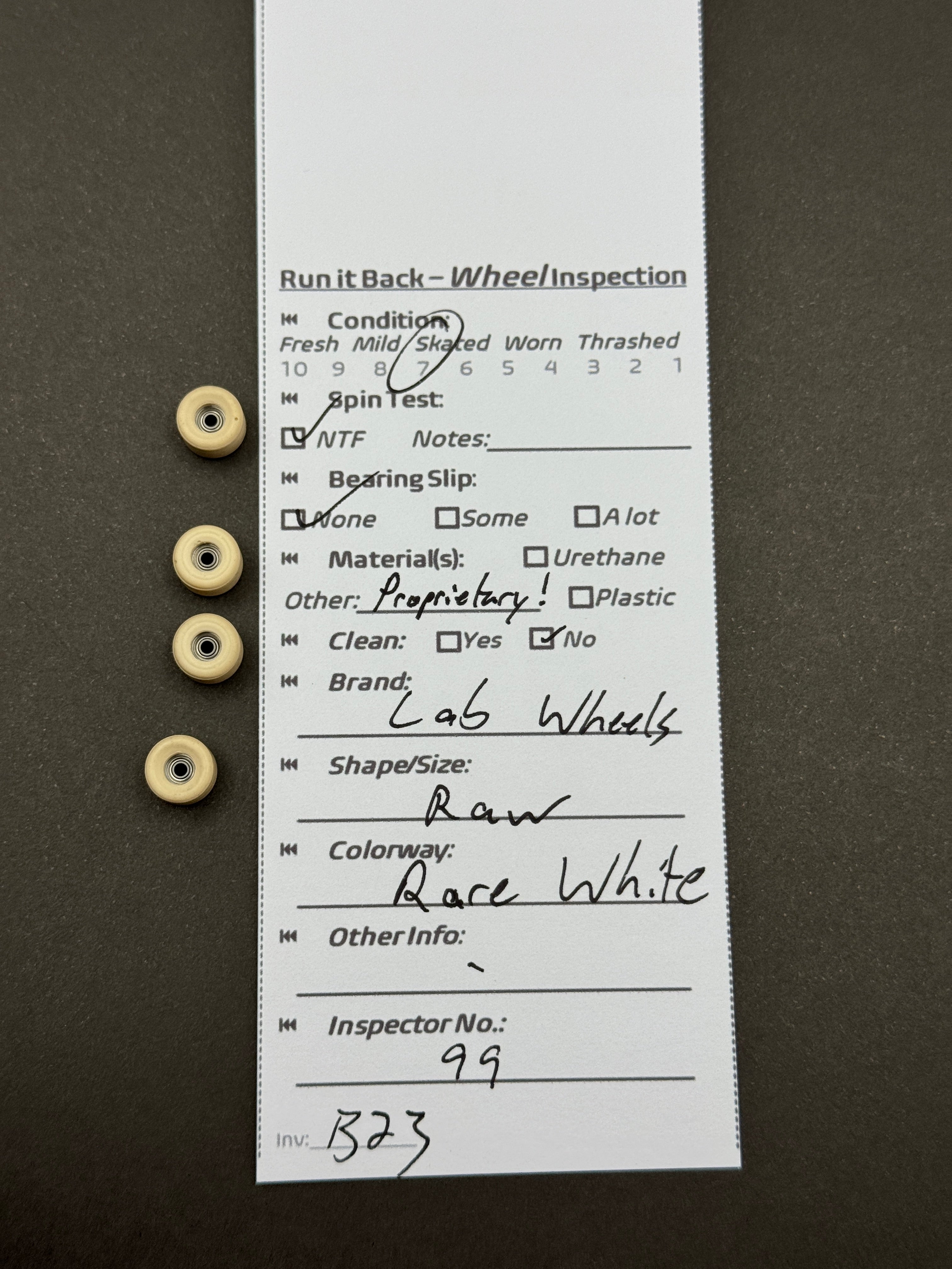 Lab Wheels Raw Rare White – Run it Back inspection card