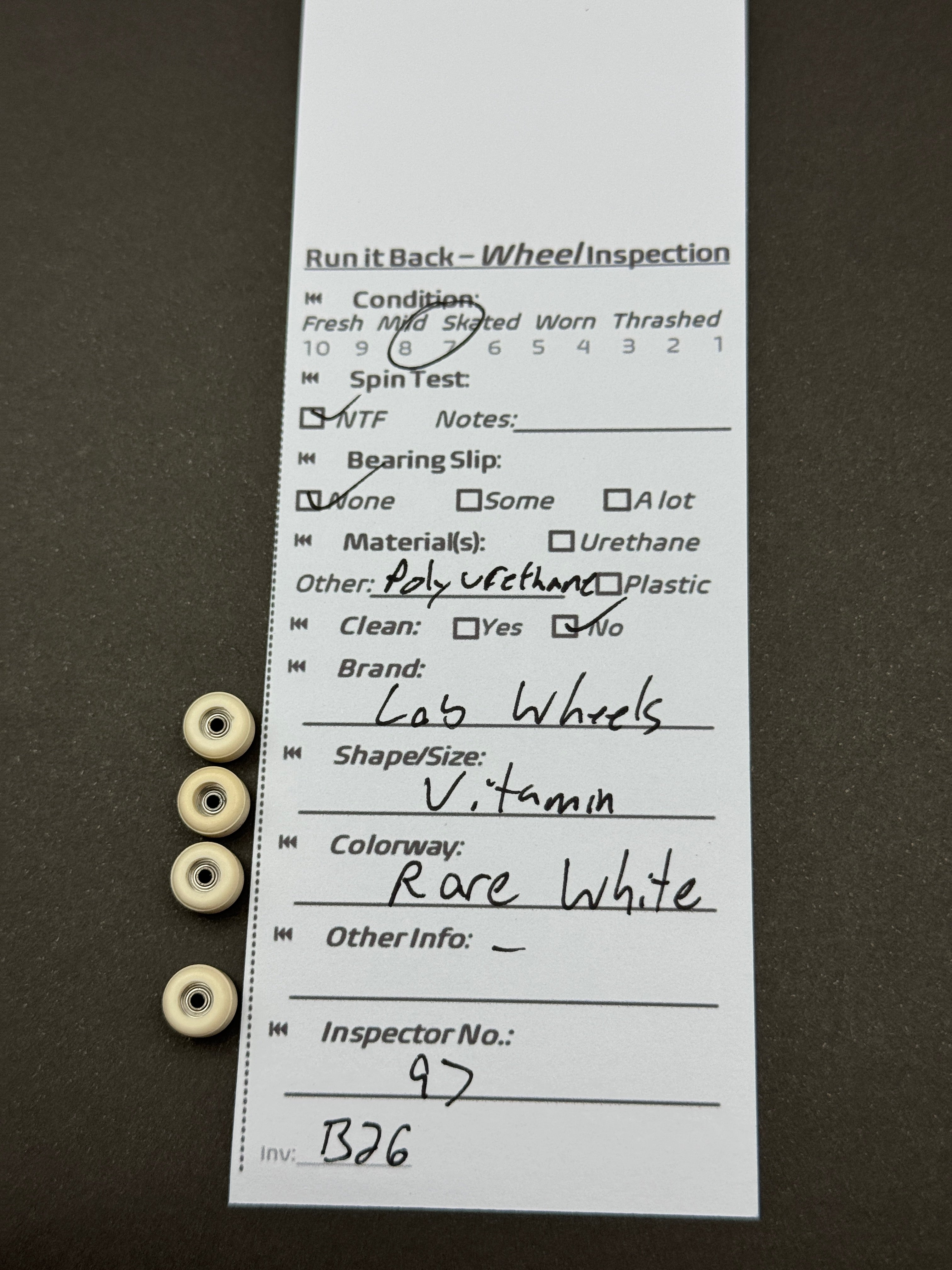 Lab Wheels Vitamin Rare White – Run it Back inspection card