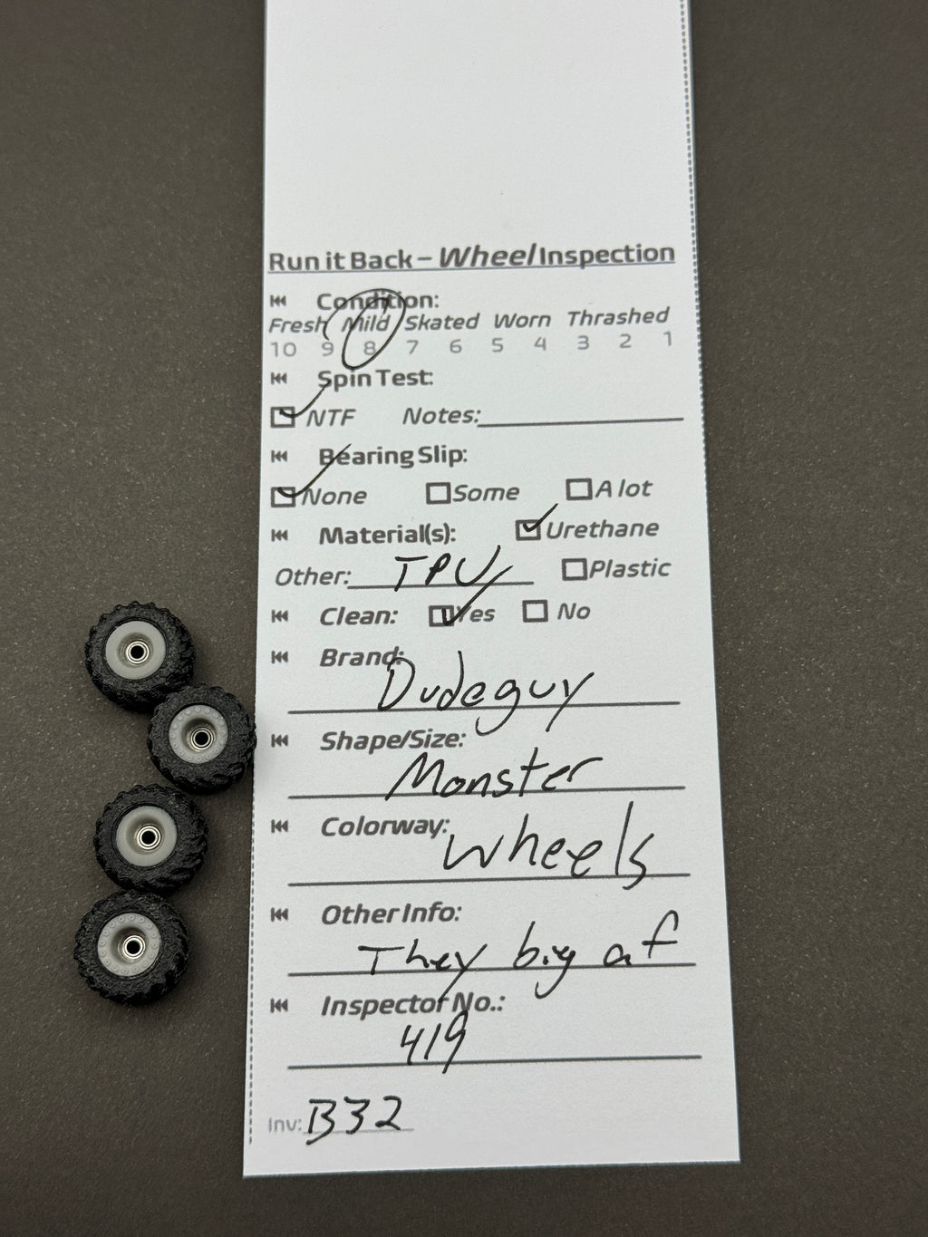 Dudeguy Monster Wheels – Run it Back inspection card