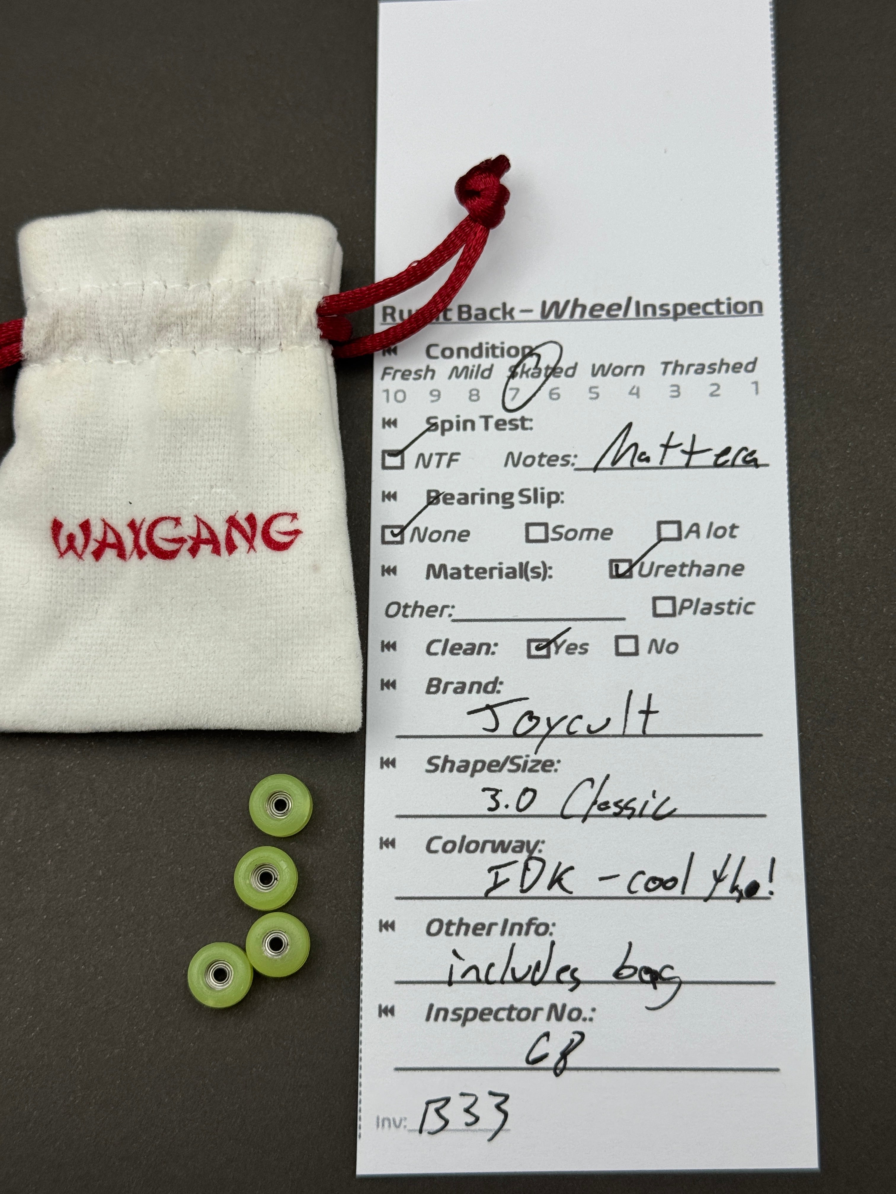Joycult 3.0 Classic IDK – Run it Back inspection card with Waigang bag