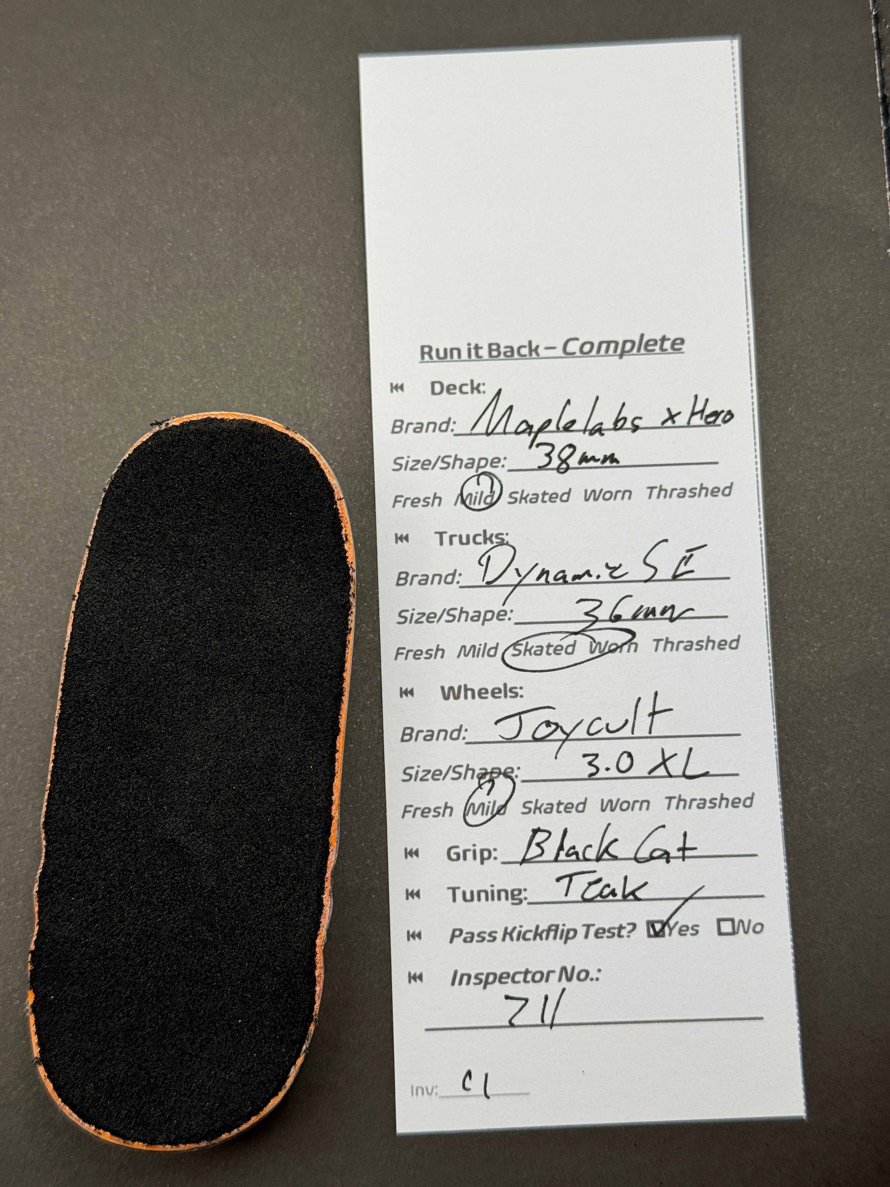 Maplelabs x Hero 38mm complete – Run it Back inspection card