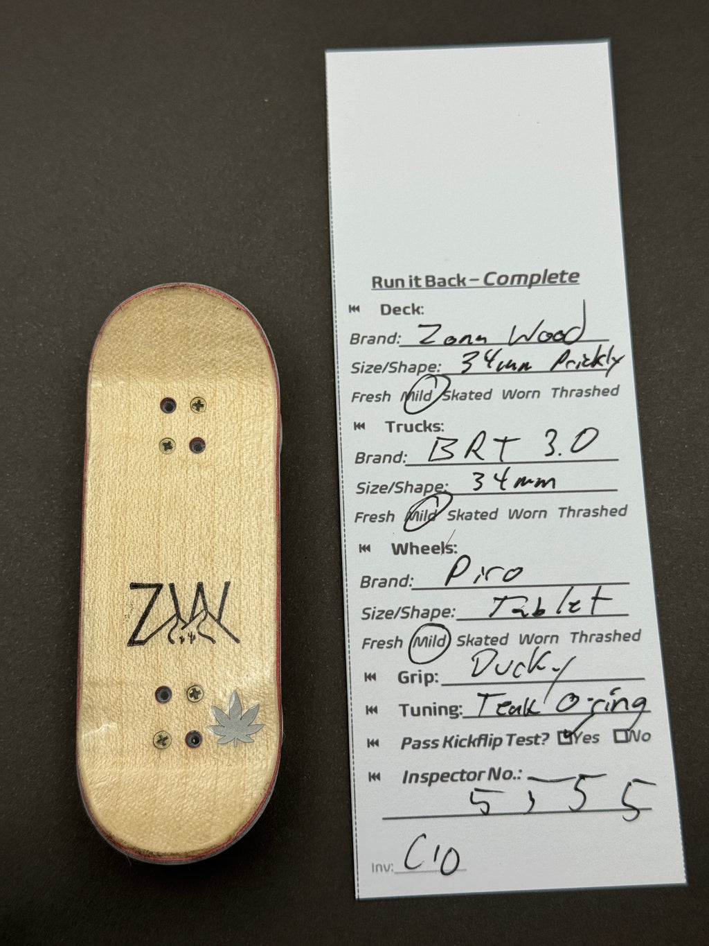 Zona Wood 34mm Prickly complete – Run it Back inspection card
