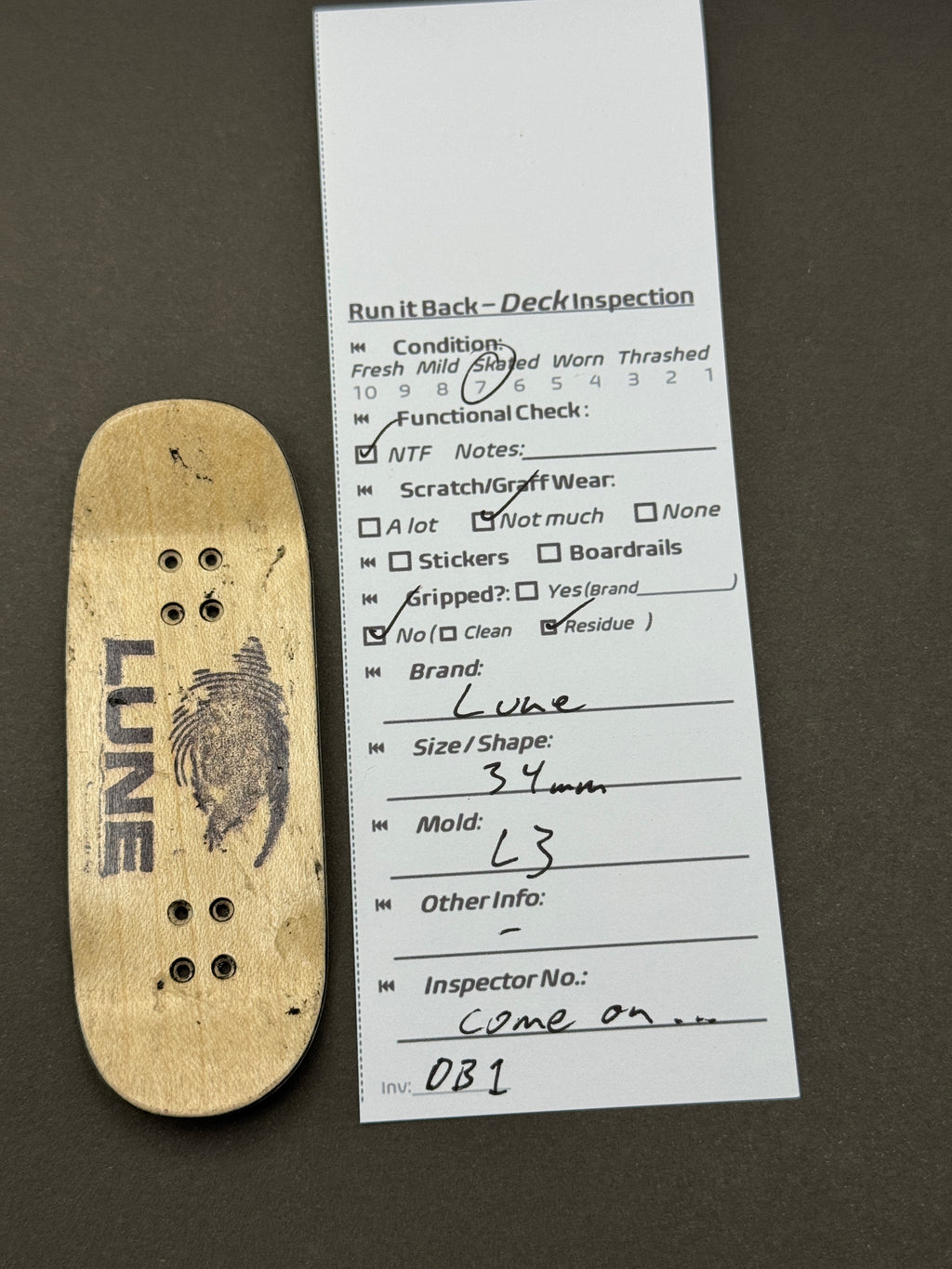 Lune 34mm L3 - Inspection Card
