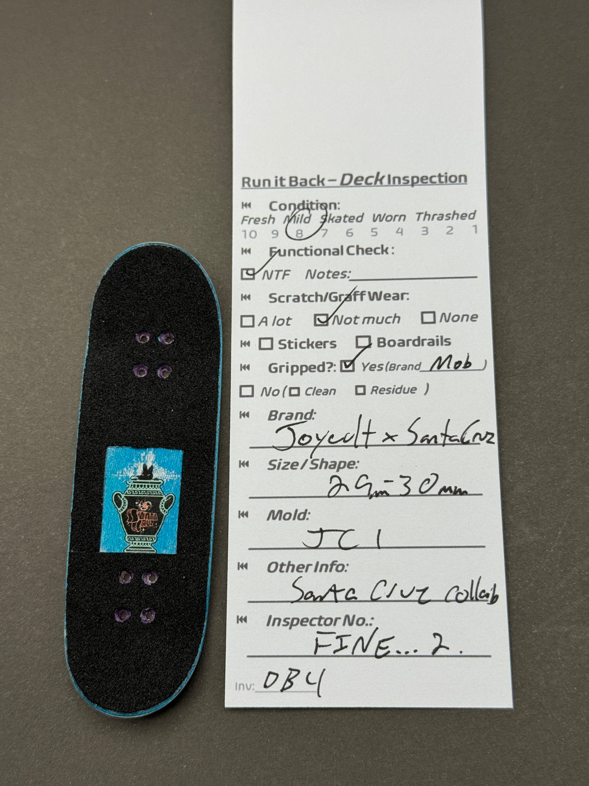 Joycult x Santa Cruz 29-30mm JC1 - Inspection Card