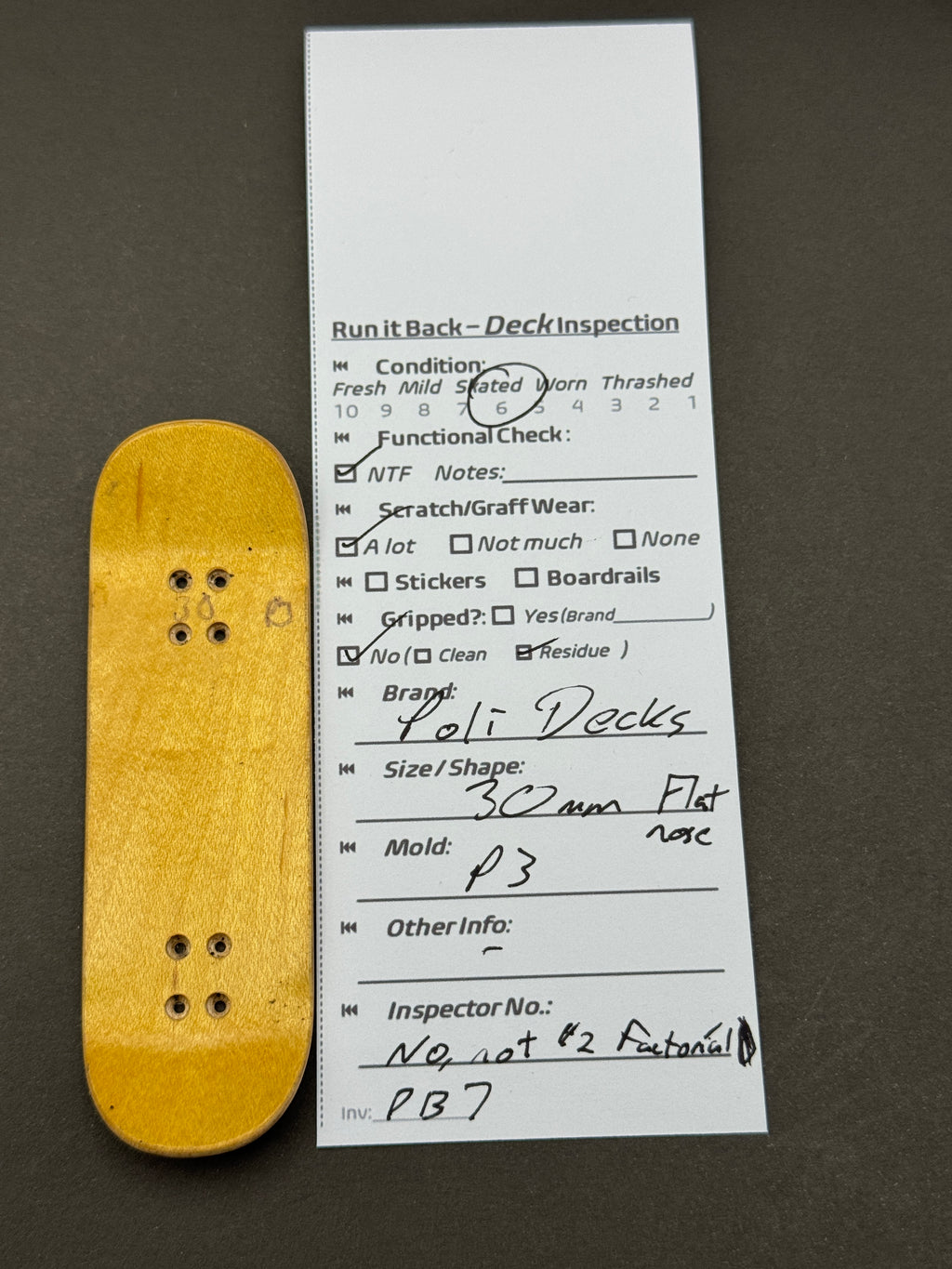 Poli Decks 30mm Flat Nose P3 - Inspection Card