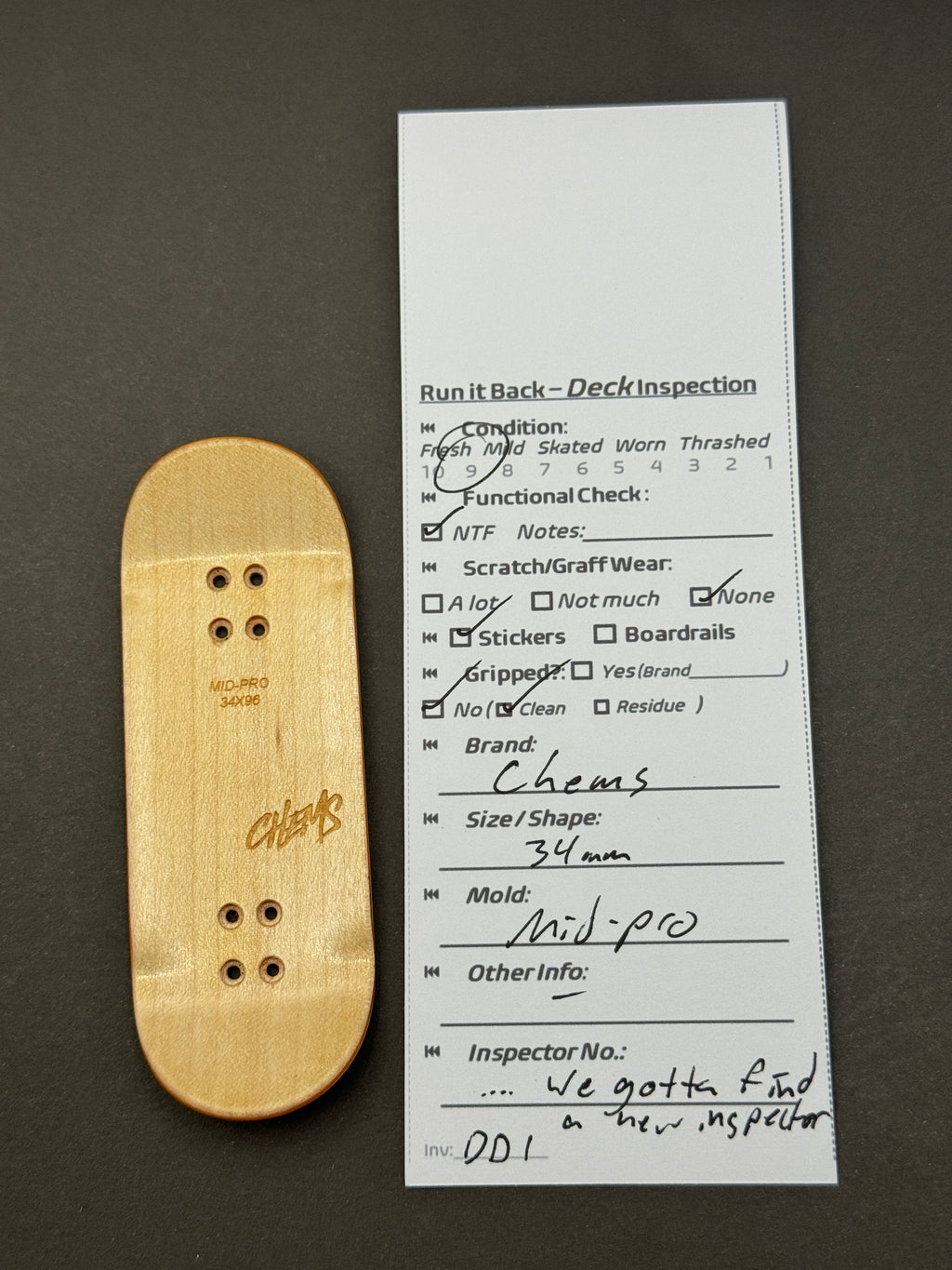 Chems 34mm Mid-Pro - Inspection Card