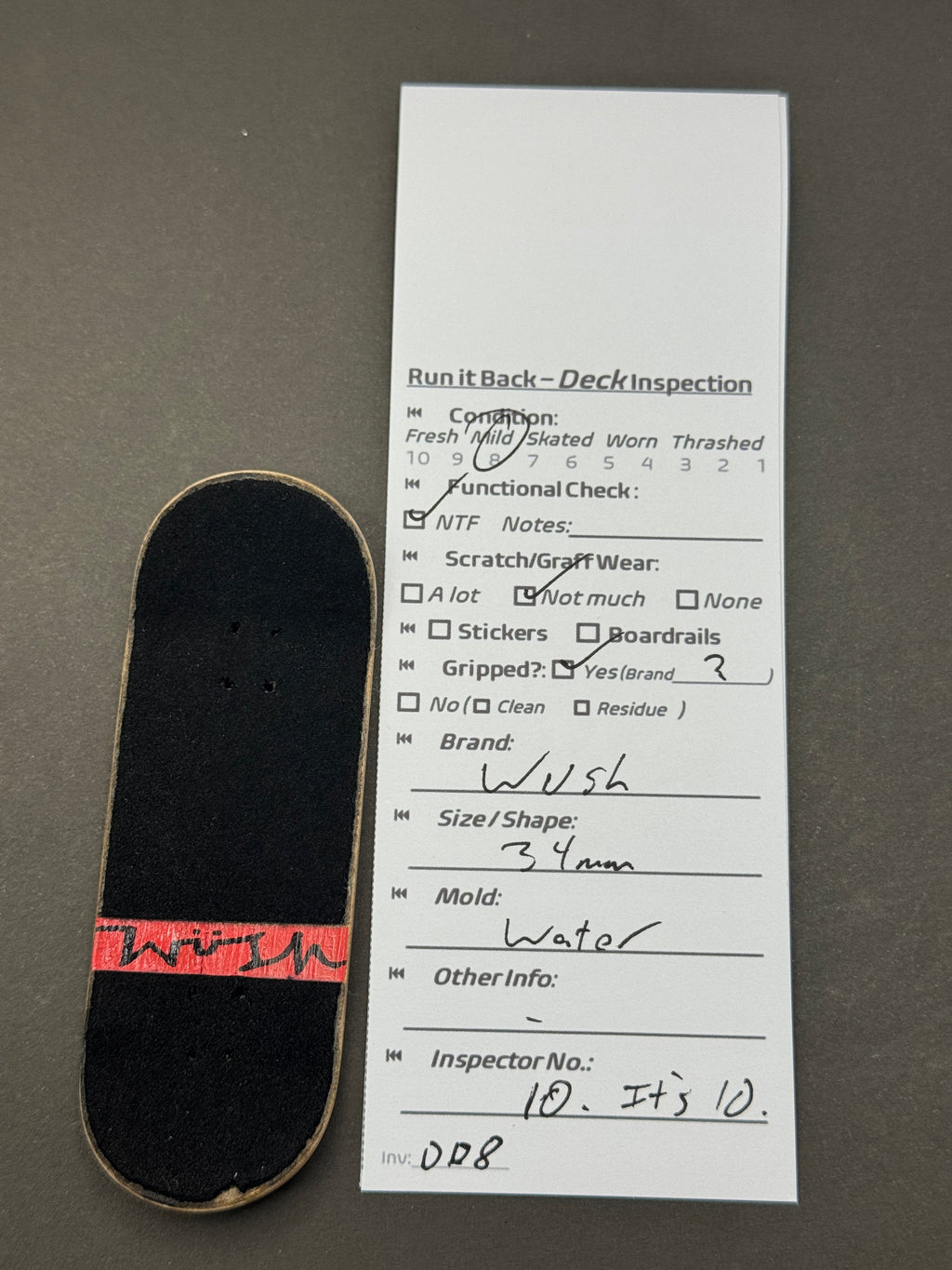 Wush 34mm Water - Inspection Card
