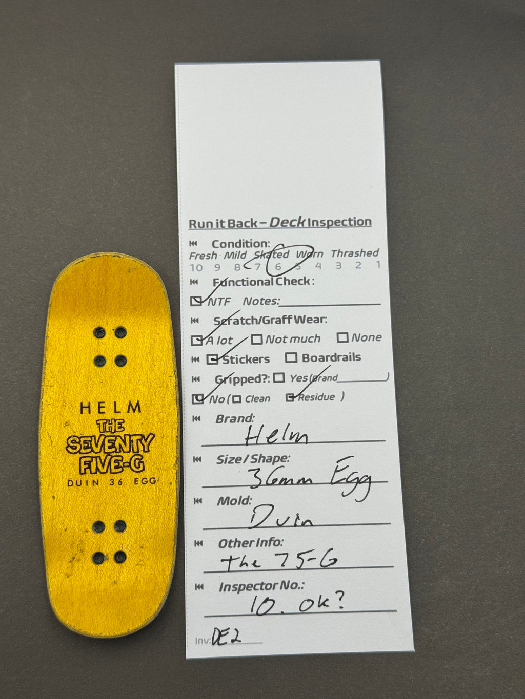Helm 36mm Egg Duin - Inspection Card