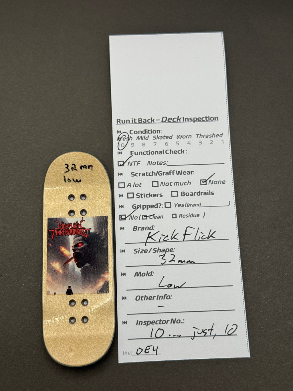 KickFlick 32mm Low - Inspection Card