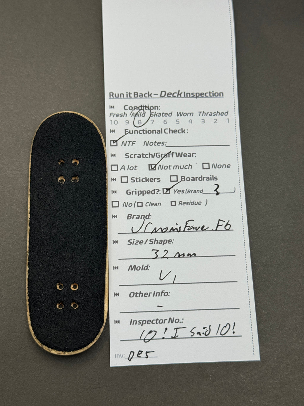 JCronis Fave F6 32mm V1 - Inspection Card