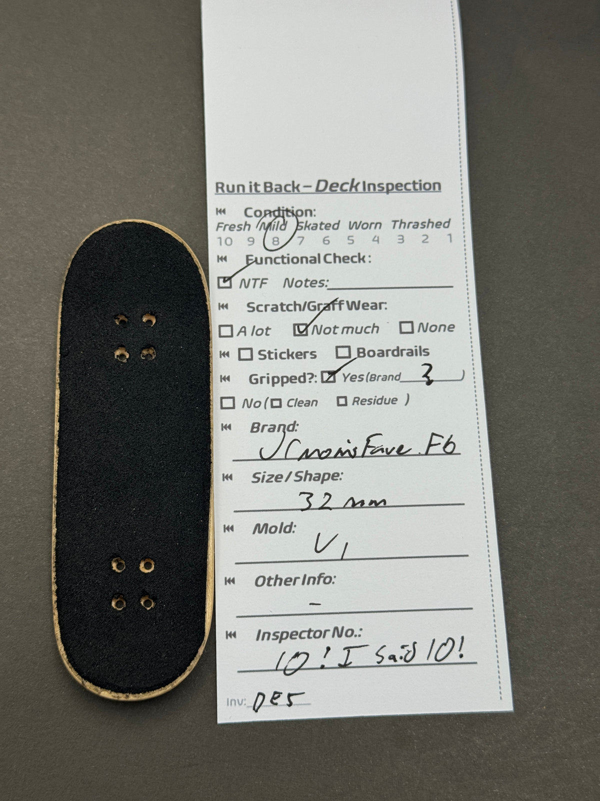 JCronis Fave F6 32mm V1 - Inspection Card