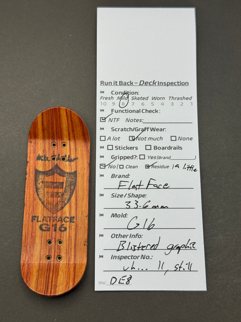 Flatface G16 33.6mm Blistered - Inspection Card