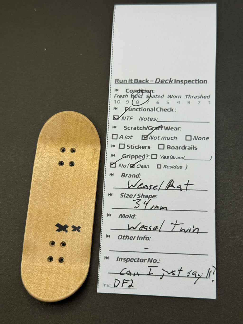 Weasel Rat 34mm Wessel Twin - Inspection Card