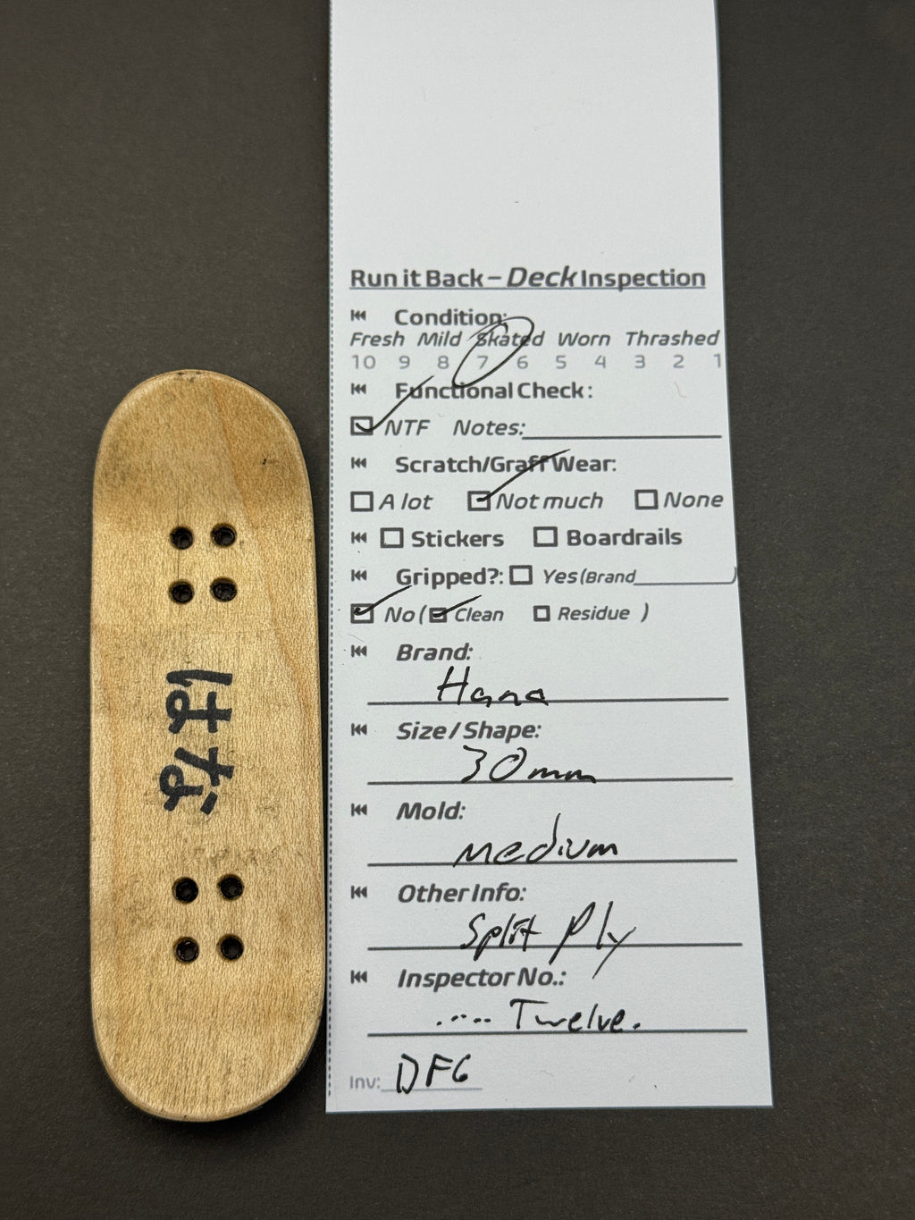 Hana 30mm Medium Split Ply - Inspection Card
