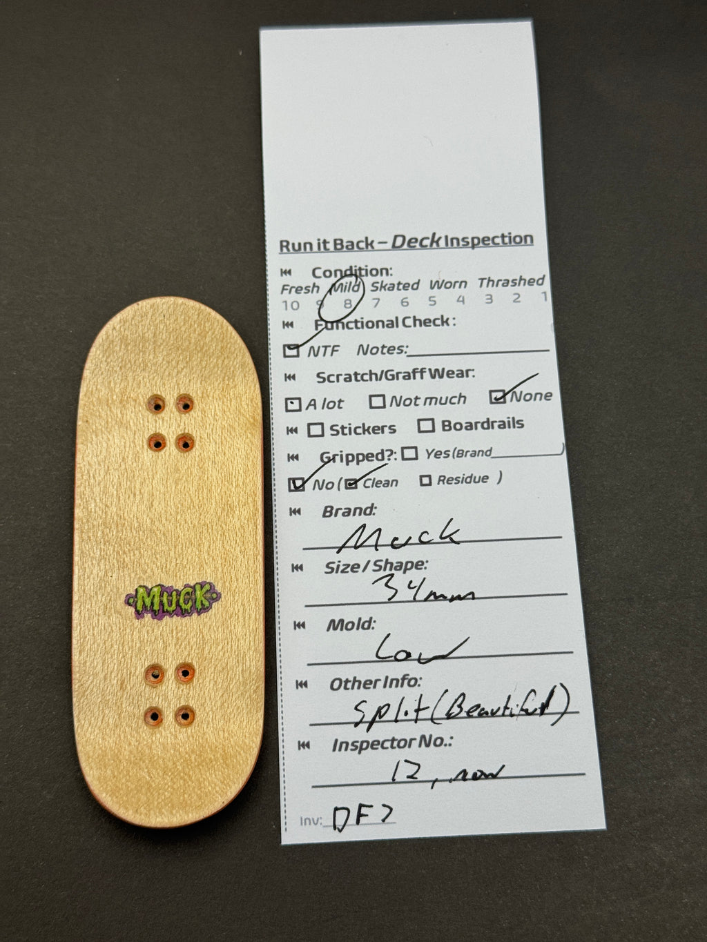Muck 34mm Low Split Beautiful - Inspection Card