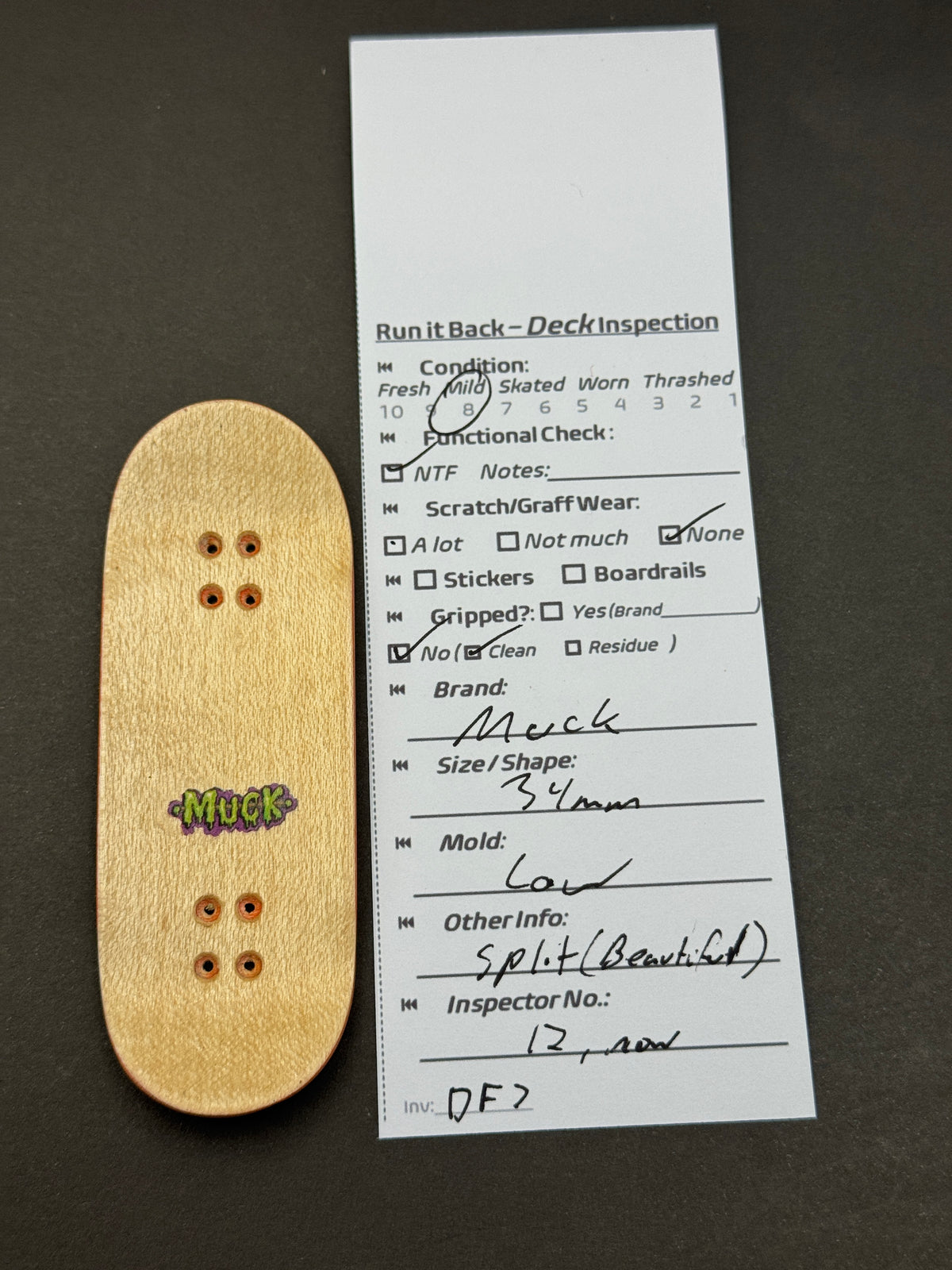 Muck 34mm Low Split Beautiful - Inspection Card