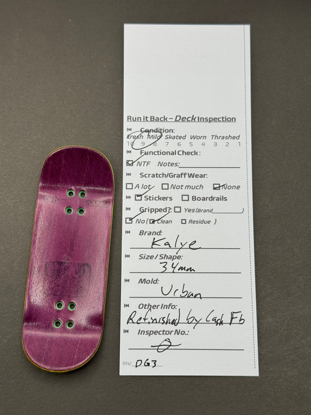Kalye 34mm Urban Refinished - Inspection Card