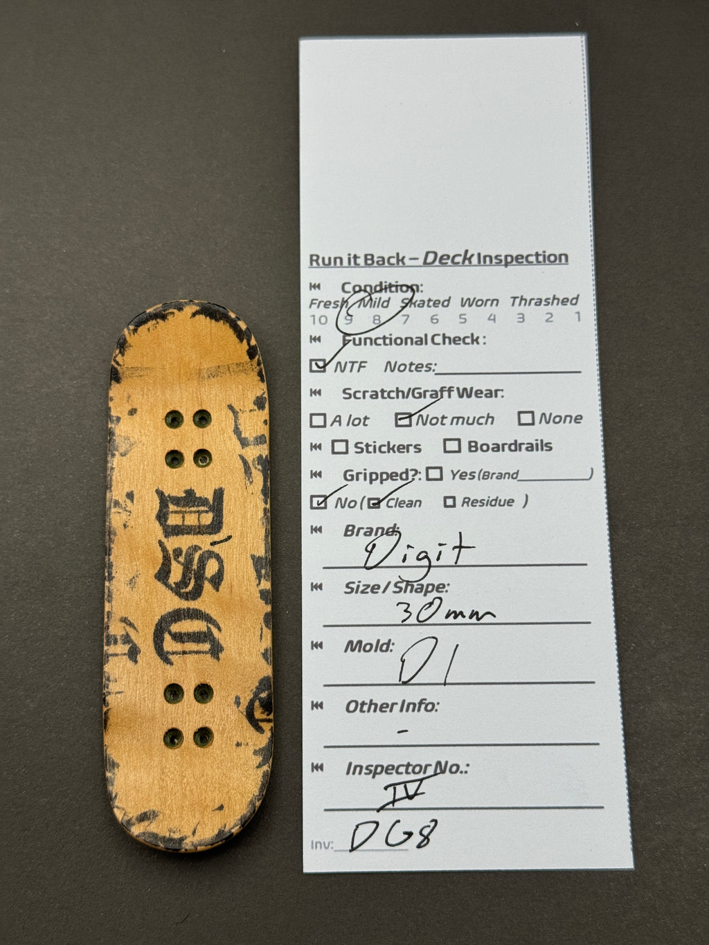 Digit 30mm D1 - Inspection Card