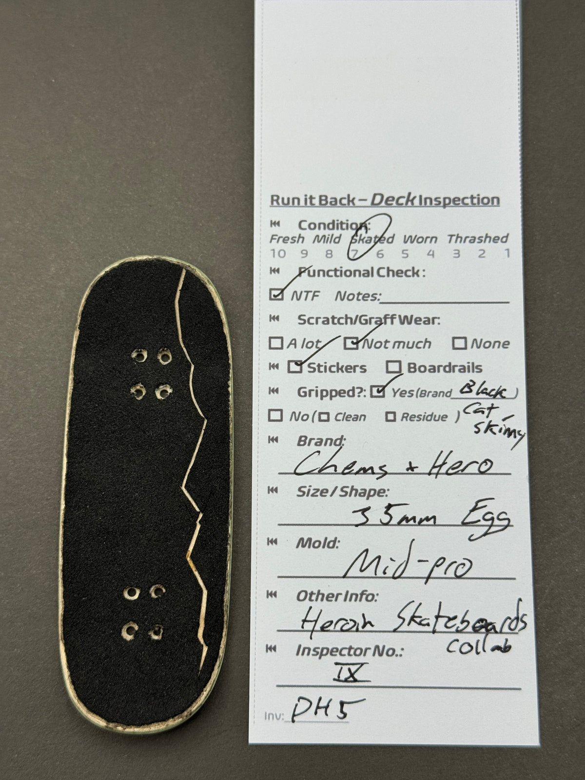 Chems x Heroin Skateboards 35mm Egg Mid-Pro - Inspection Card