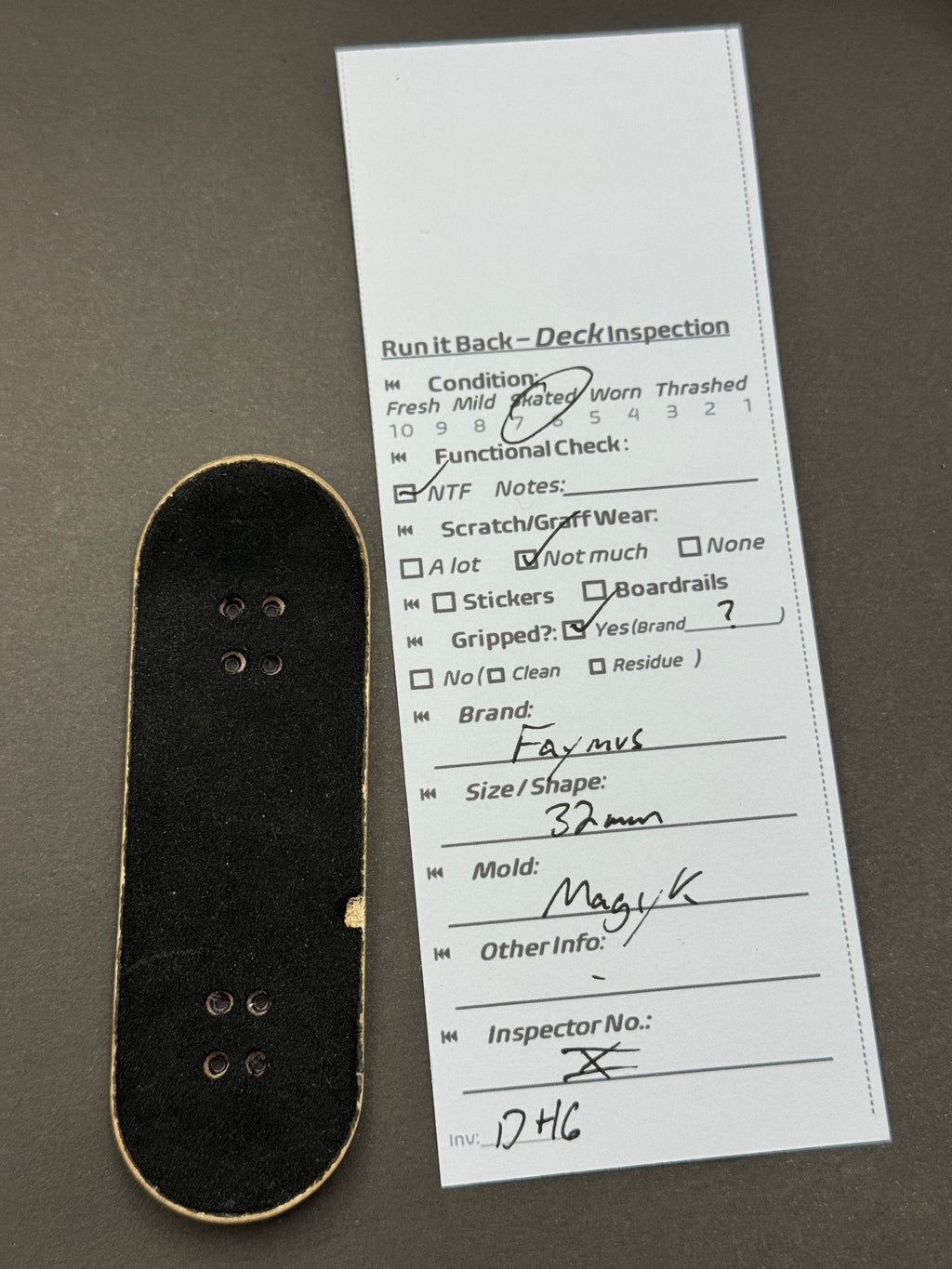Faymus 32mm Magyk - Inspection Card