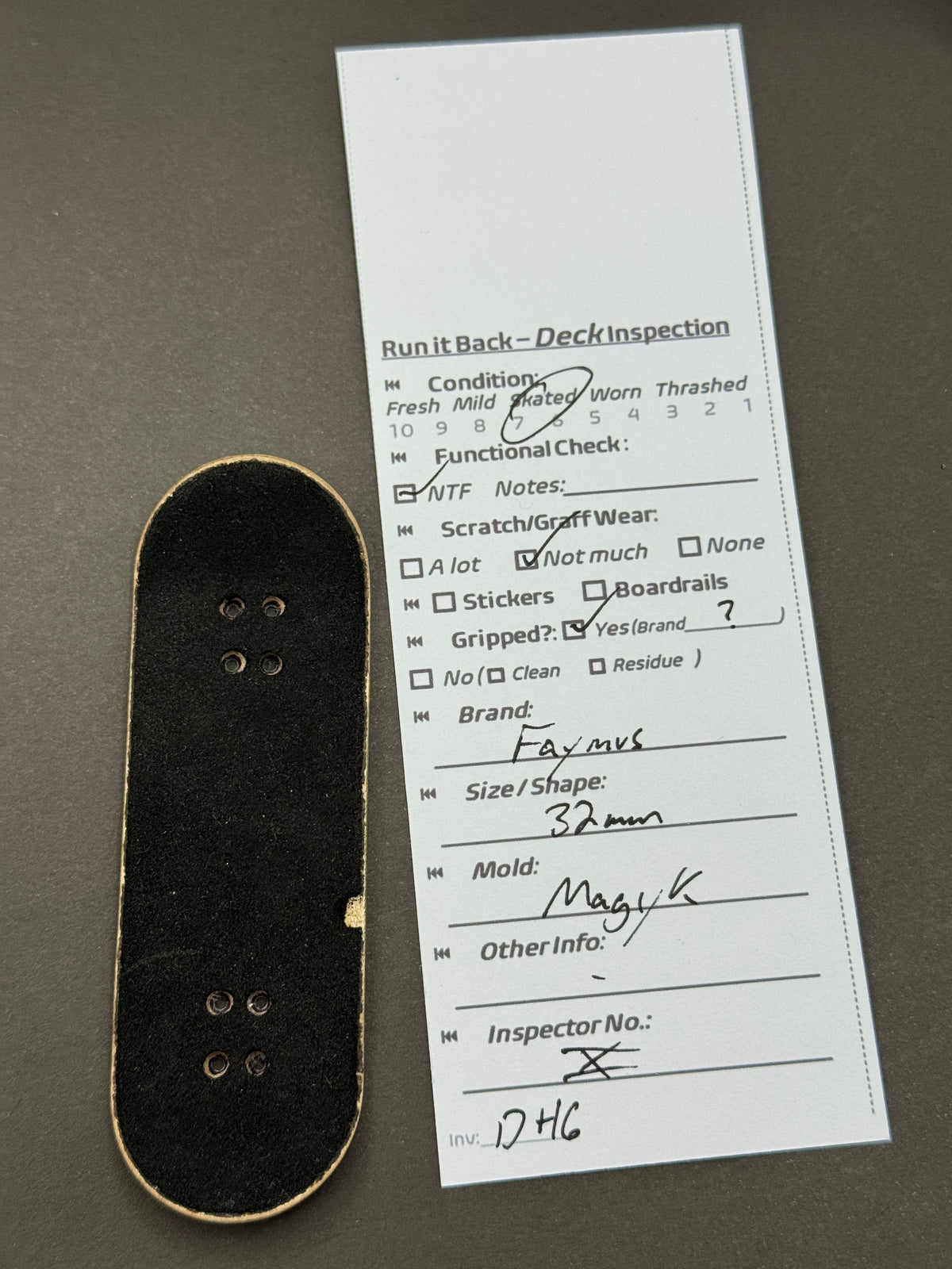 Faymus 32mm Magyk - Inspection Card