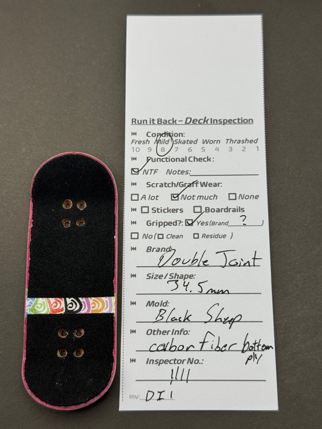 Double Joint 34.5mm Black Sheep Carbon Fiber - Inspection Card
