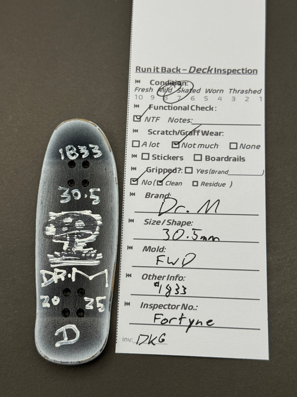 Dr. M 30.5mm FWD #1833 - Inspection Card