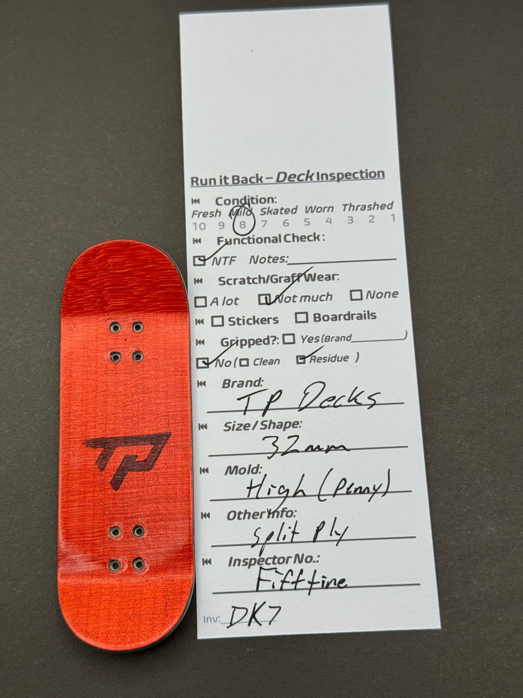 TP Decks 32mm High Penny Split Ply - Inspection Card