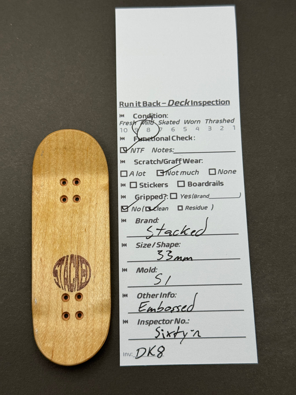 Stacked 33mm S1 Embossed - Inspection Card
