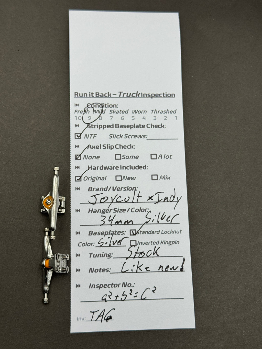 Joycult x Indy 34mm Silver fingerboard trucks