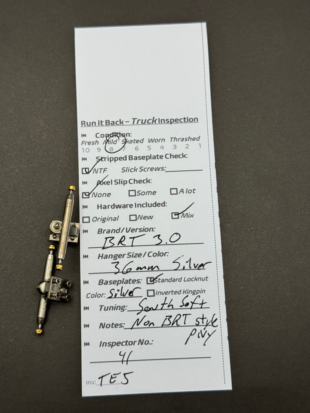 BRT 3.0 36mm Silver fingerboard trucks
