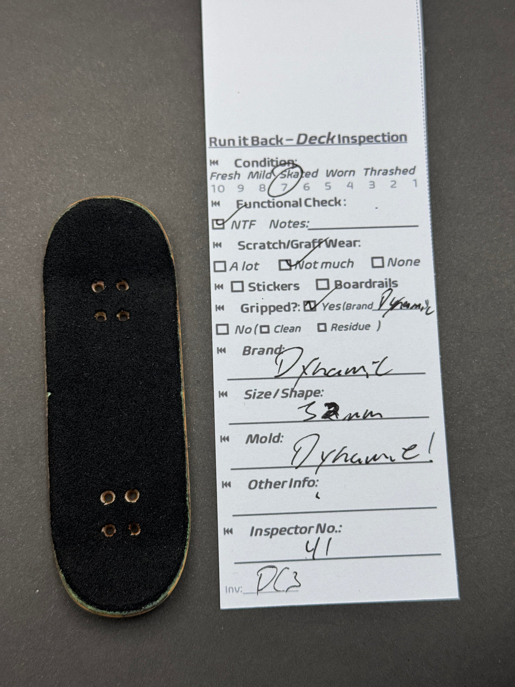 Dynamic 34mm Dynamic inspection card and deck