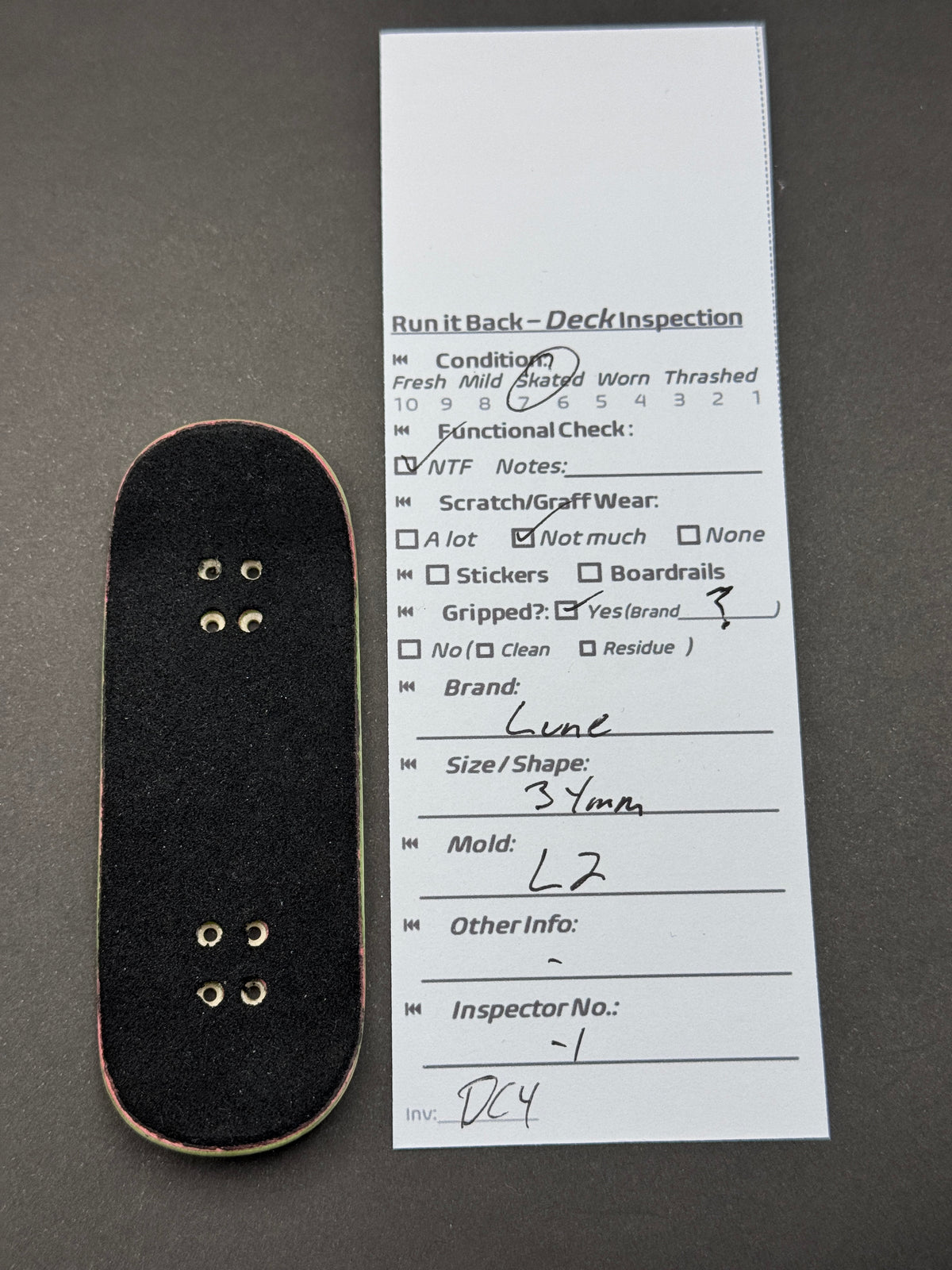 Lune 34mm L2 inspection card and deck