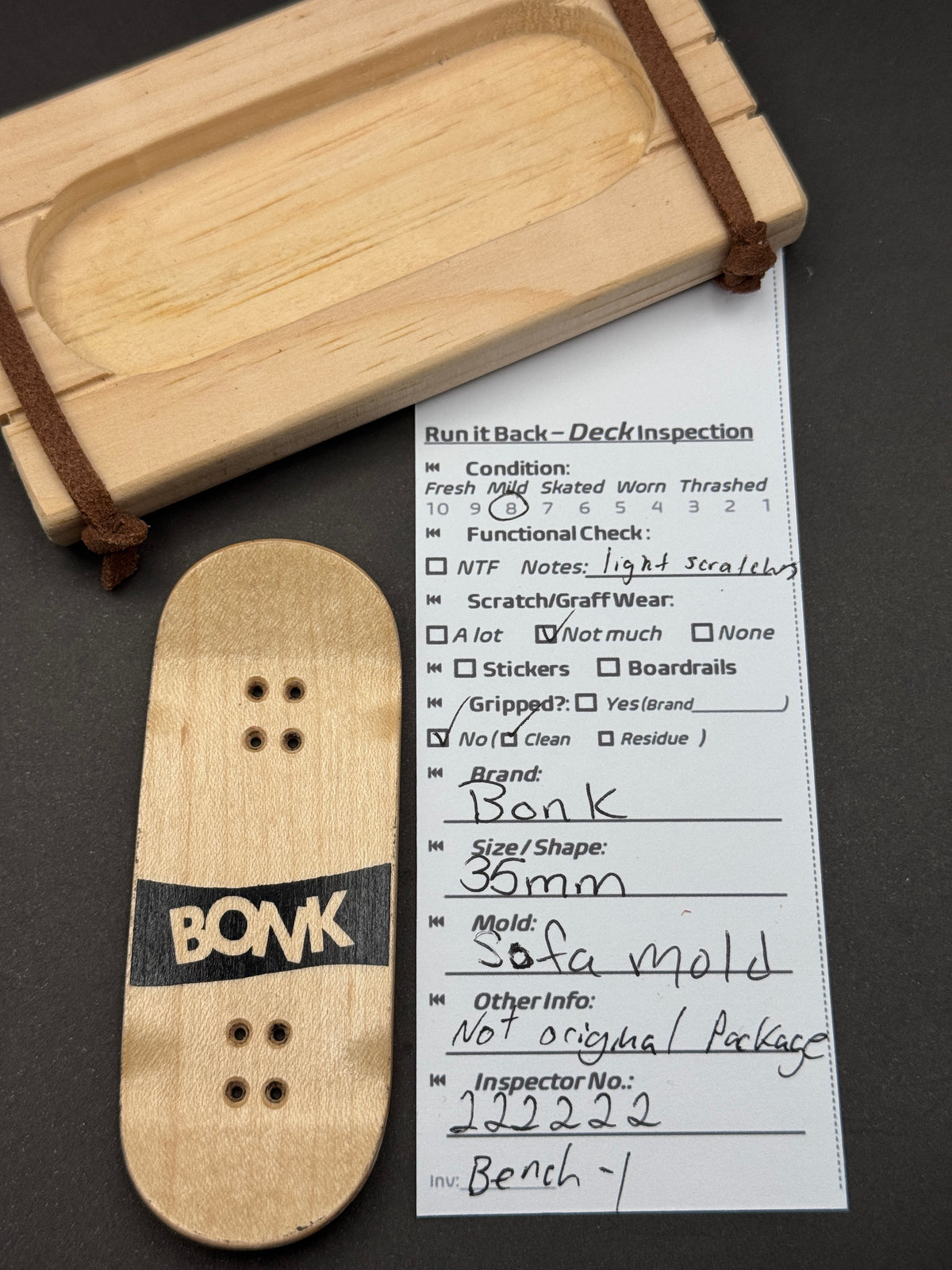 Bonk 35mm Soft Mold inspection card and deck