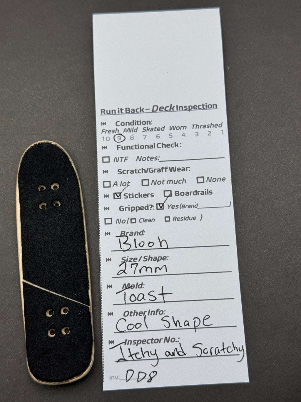 Bloh 27mm Toast inspection card and deck