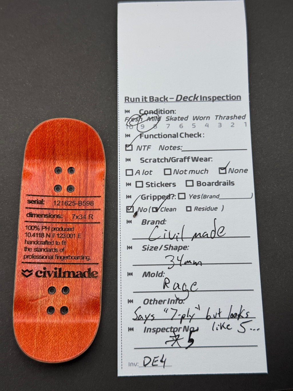 Civilmade 34mm Rage inspection card and deck